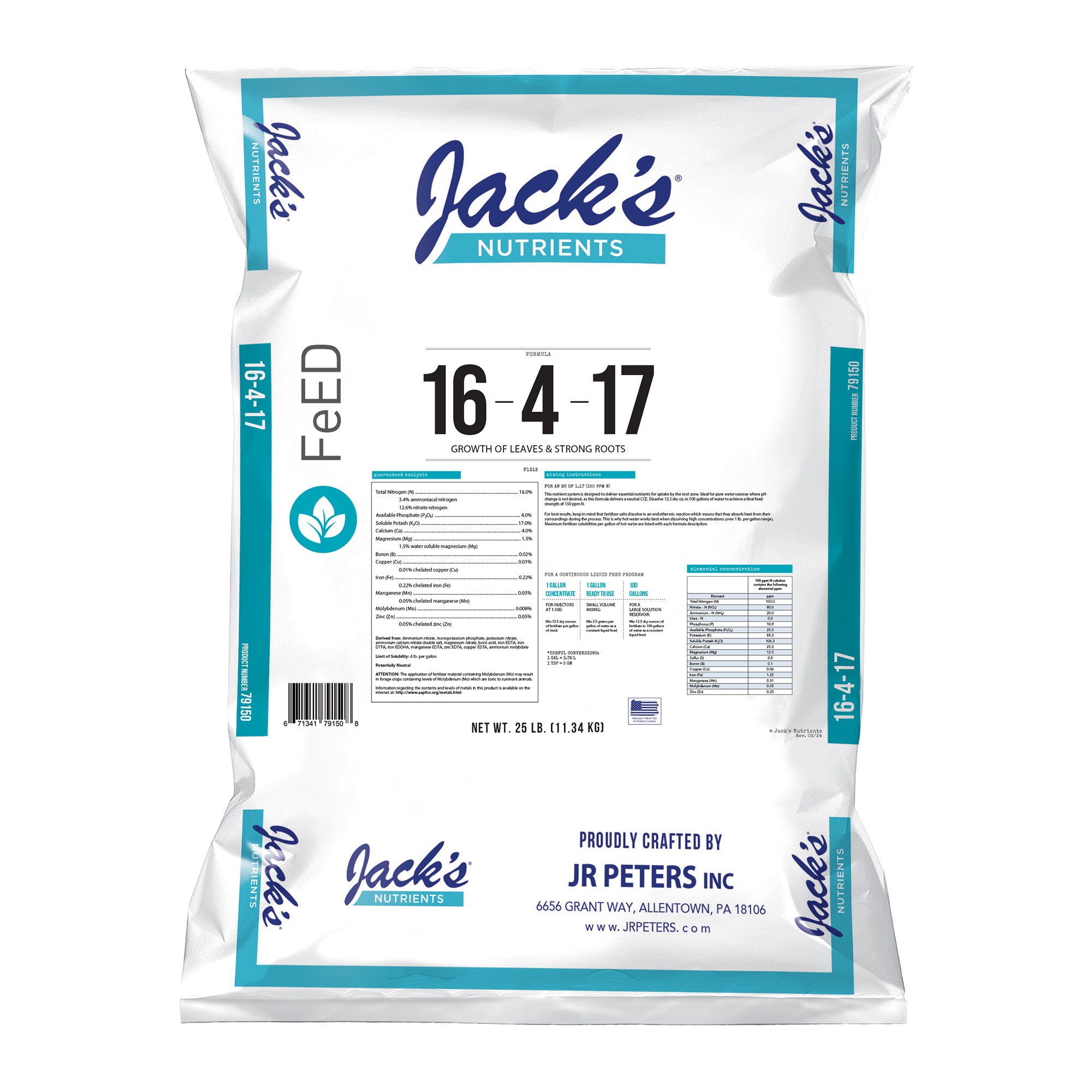 Oasis 16-4-17 Hydroponic Fertilizer, 25lb.