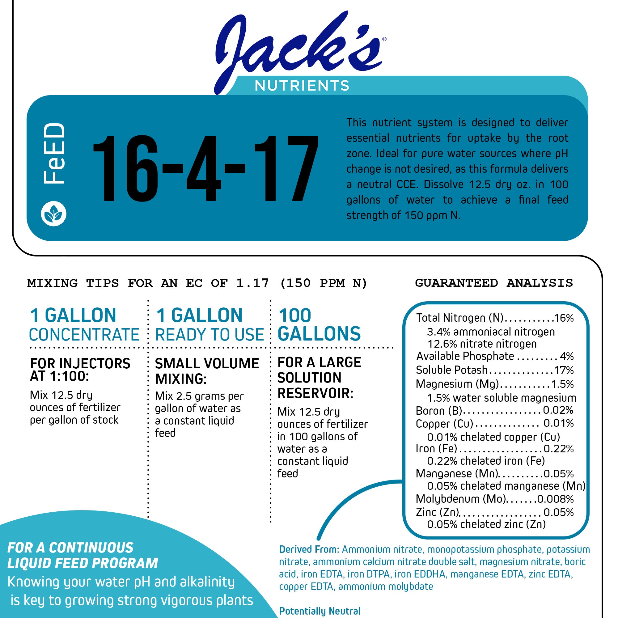 Oasis 16-4-17 Hydroponic Fertilizer, 25lb.