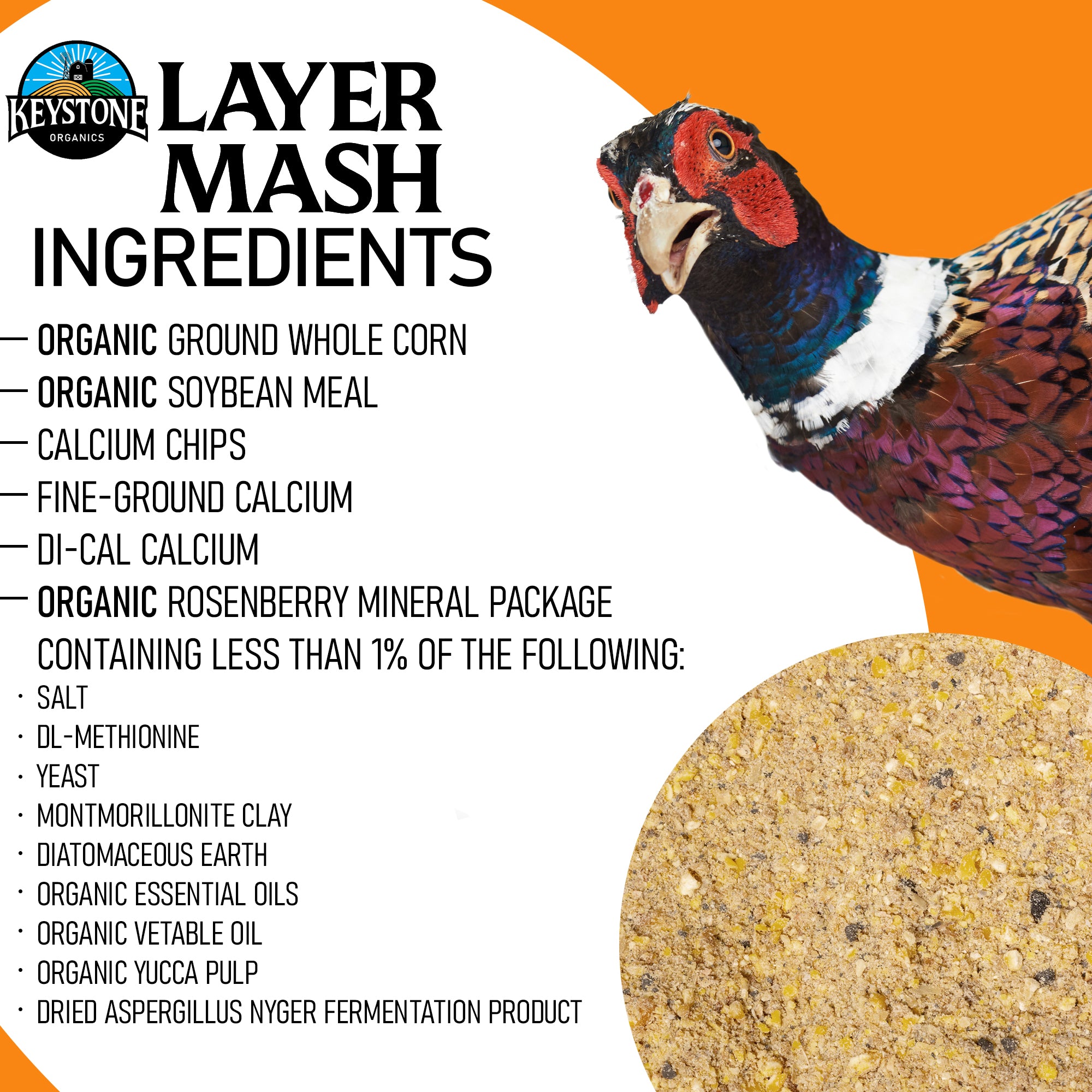 Keystone Organics USDA Certified Layer Mash Chicken Feed, 44lbs