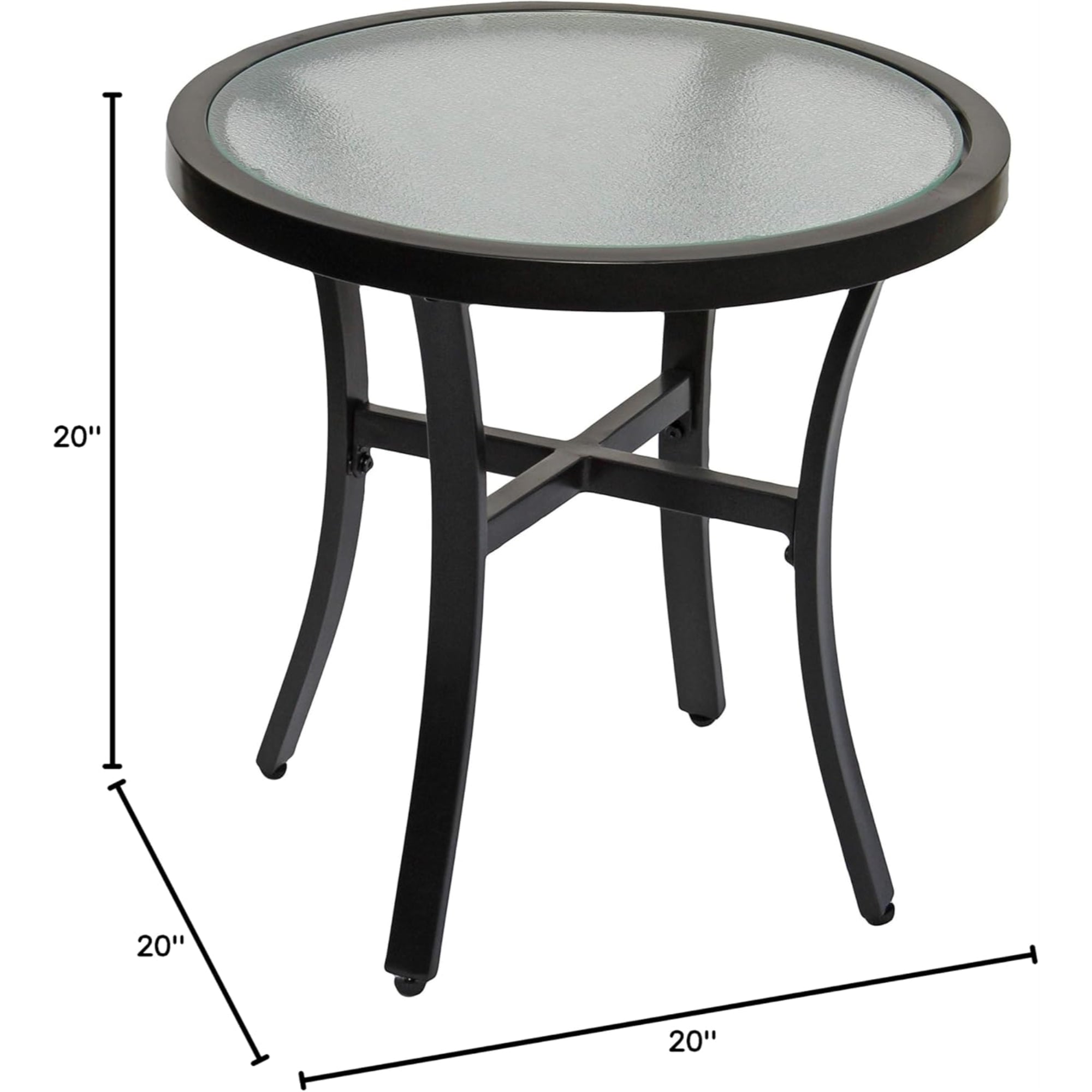 Garden Elements Round Outdoor Patio Accent Table, Aluminum Frame with Tempered Glass Top, Mocha, 20"