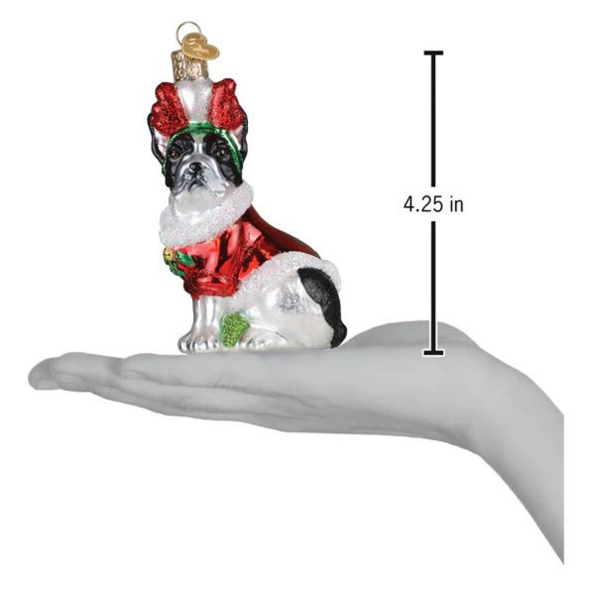 Old World Christmas Blown Glass Ornament for Christmas Tree, Holiday French Bulldog