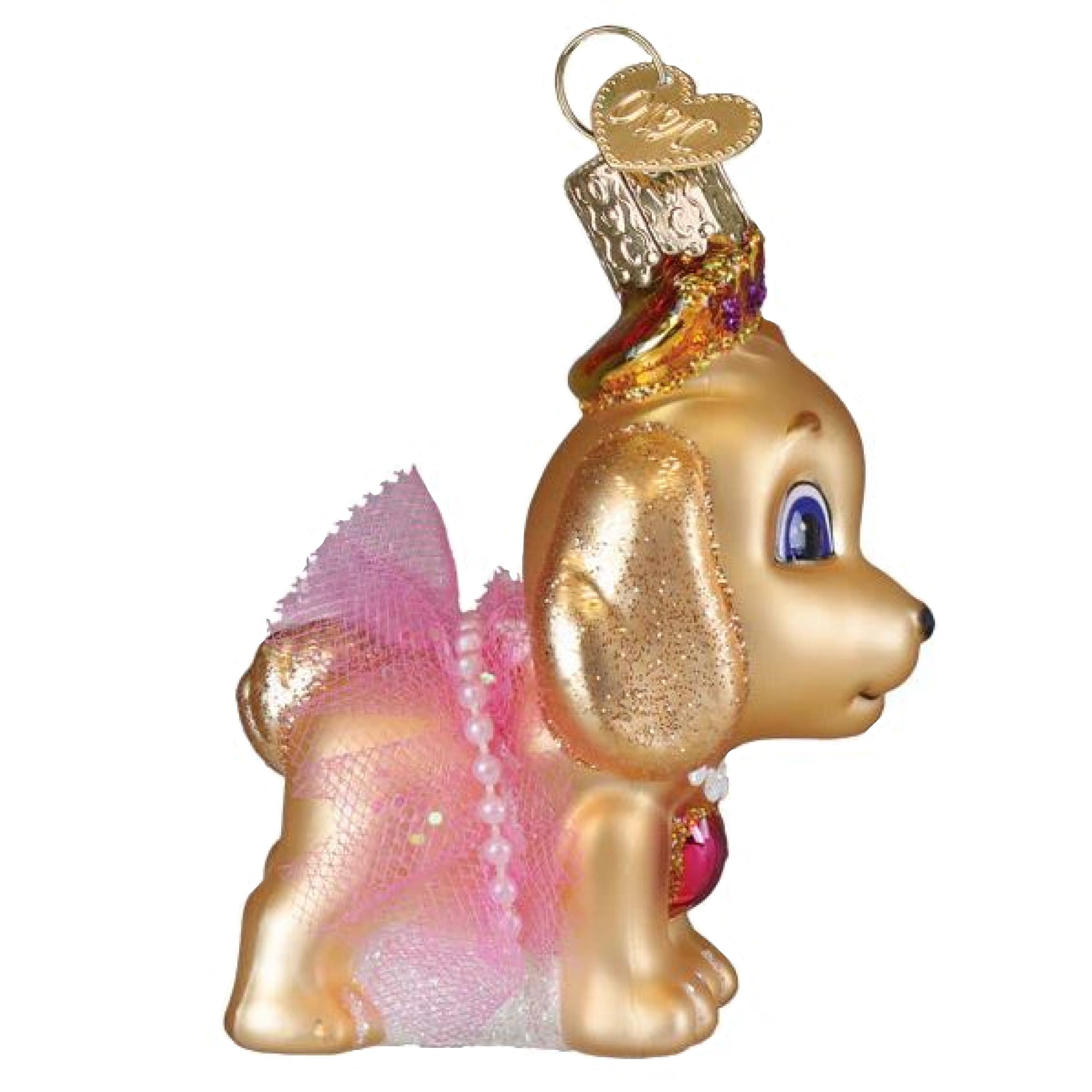Old World Christmas Blown Glass Ornament for Christmas Tree, Princess Doggy