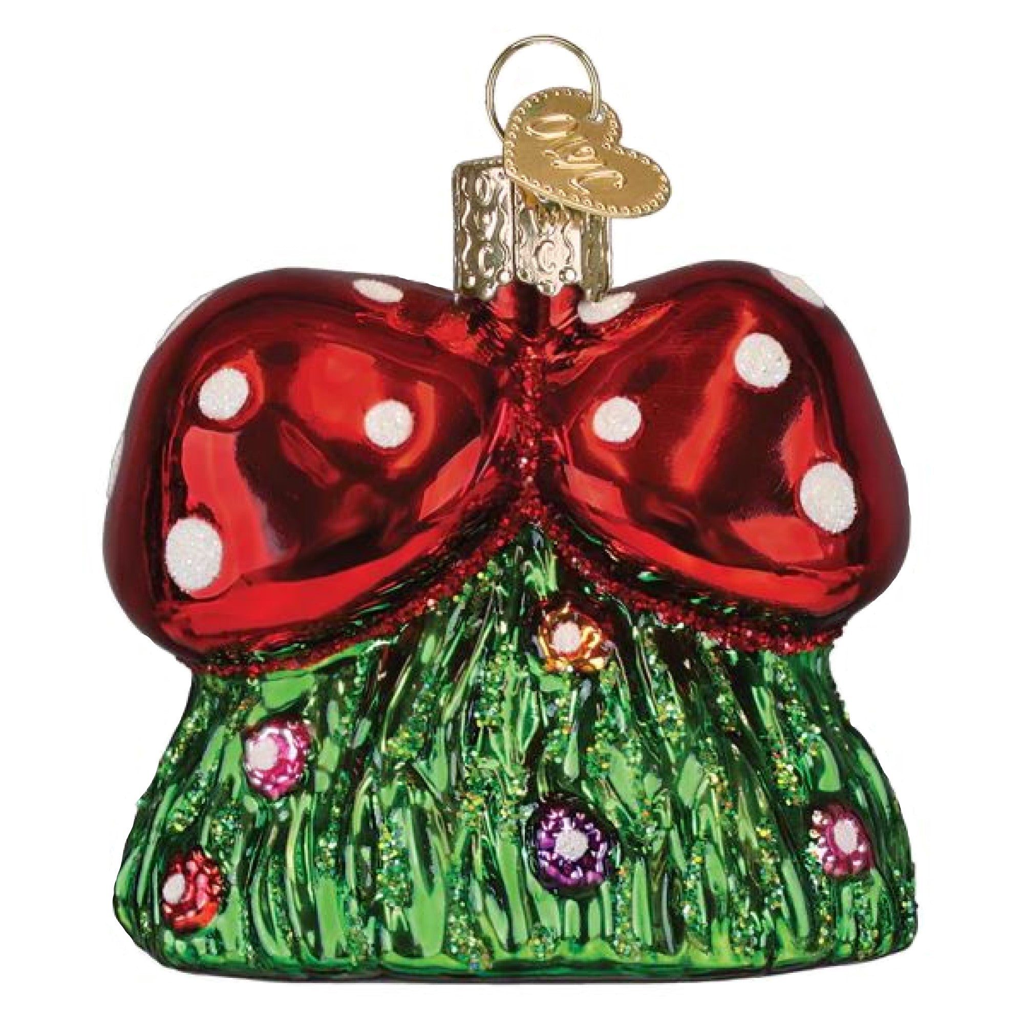 Old World Christmas Blown Glass Ornament for Christmas Tree, Happy Mushrooms
