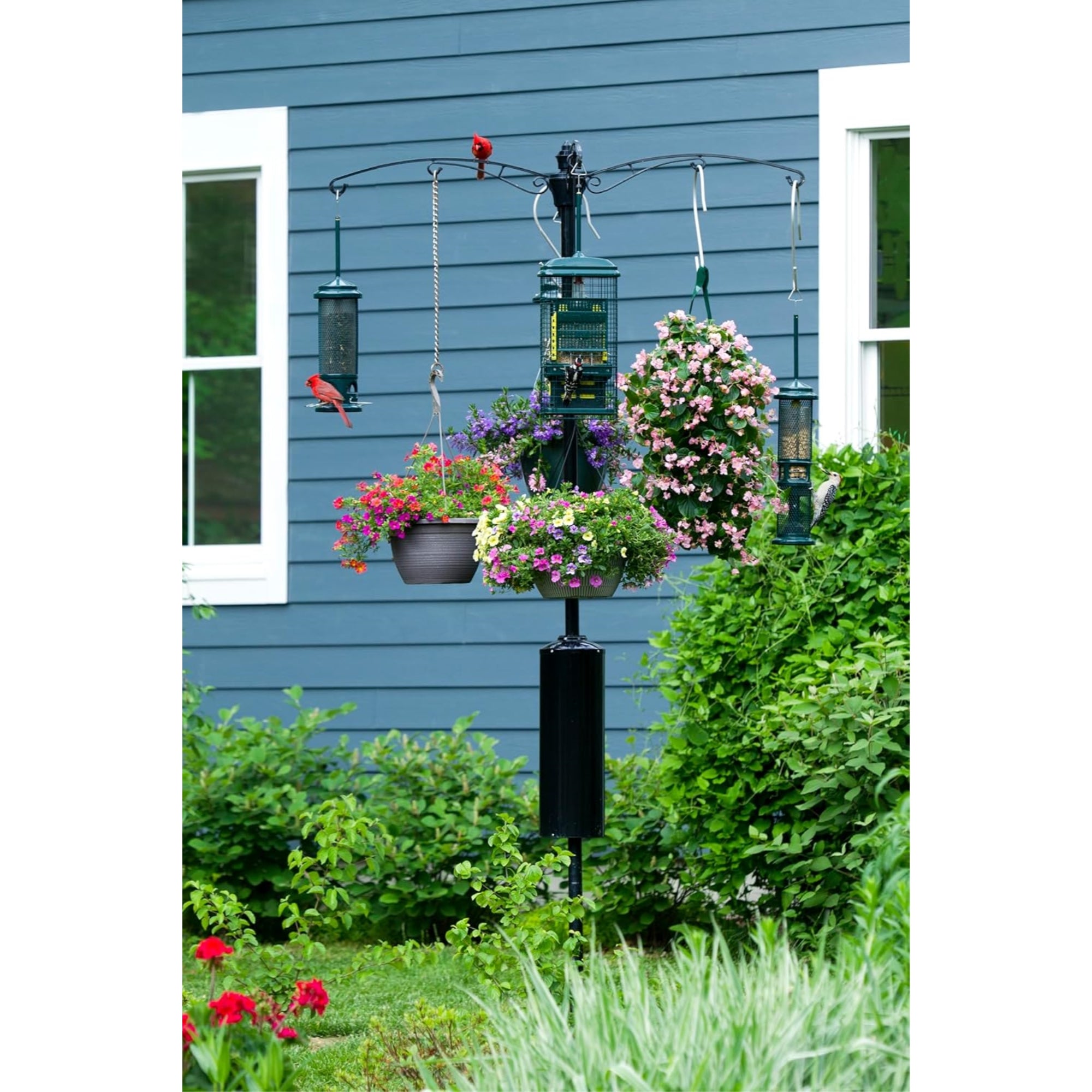 Brome Raccoon-Proof Bird Feeder Pole Kit with 4-Arm Hanging Station, 8ft