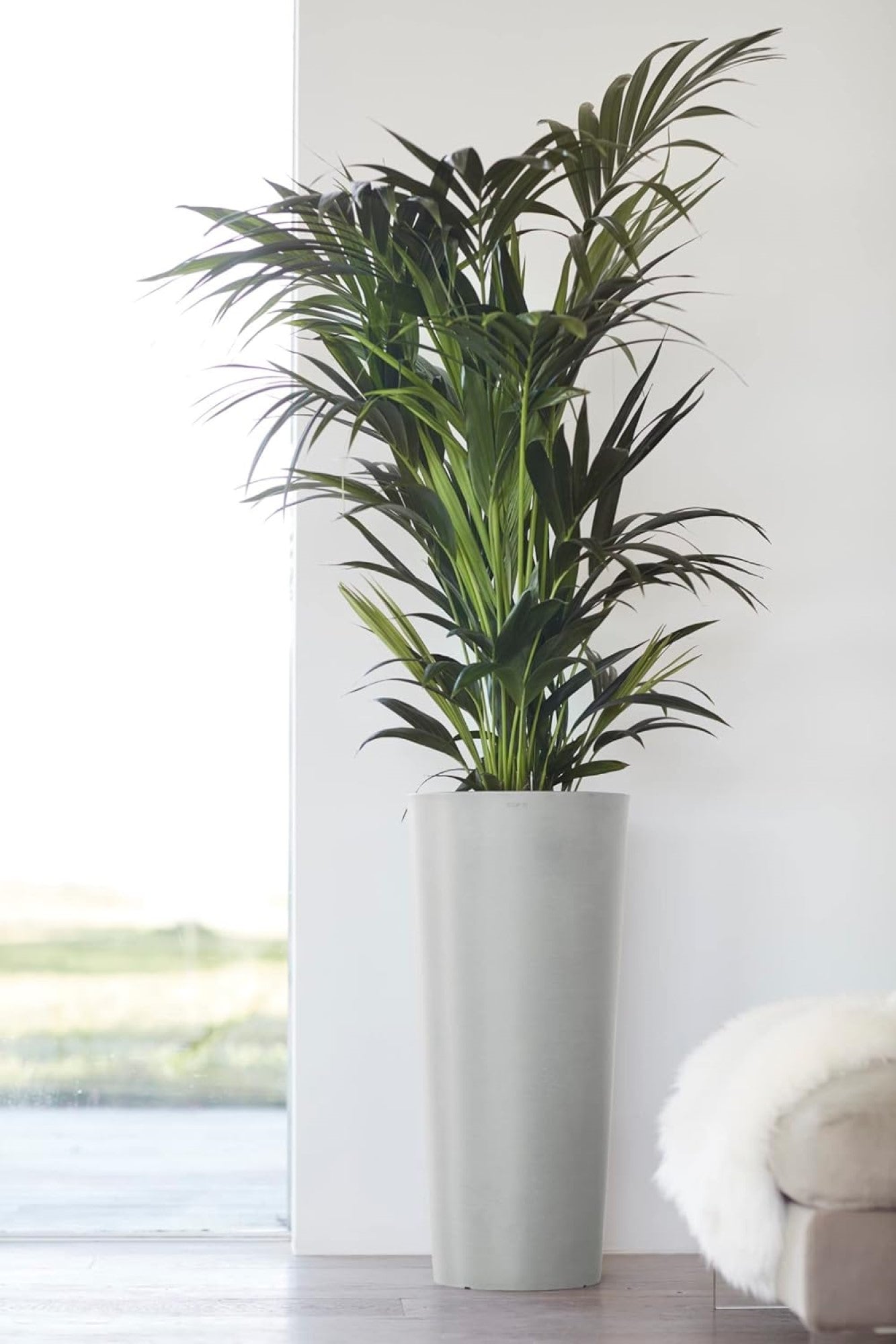 Ecopots Amsterdam Mid High Durable Modern Round Indoor/Outdoor Recycled-Based Composite Flower Pot Planter