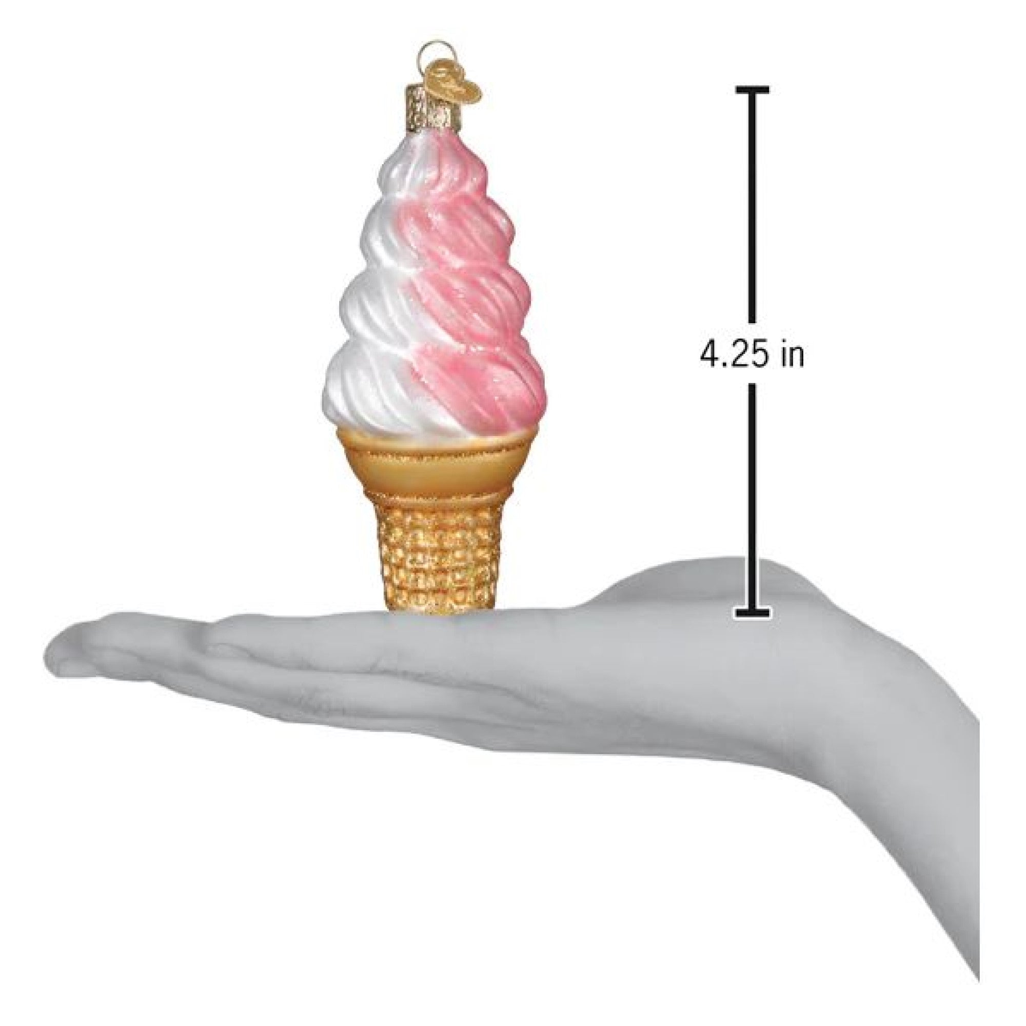 Old World Christmas Blown Glass Ornament for Christmas Tree, Strawberry Swirl Soft Serve