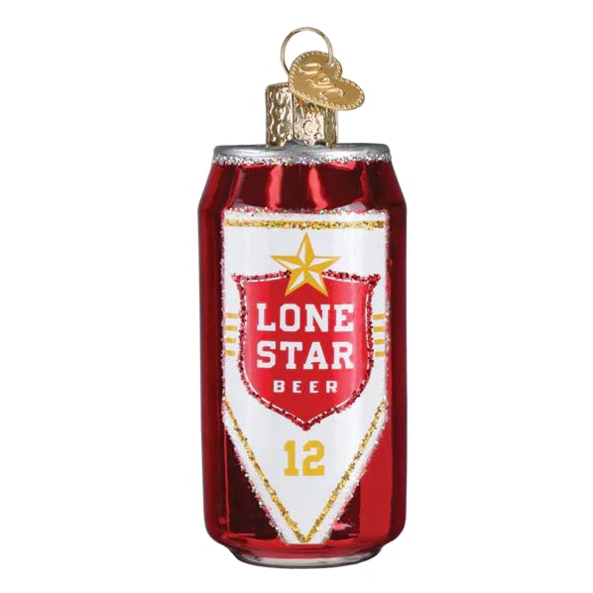Old World Christmas Blown Glass Ornament for Christmas Tree, Lone Star Beer Can