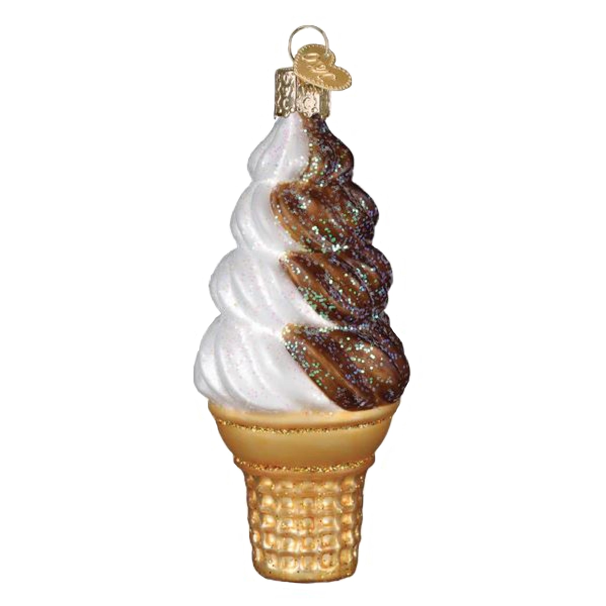 Old World Christmas Blown Glass Ornament for Christmas Tree, Chocolate Swirl Soft Serve