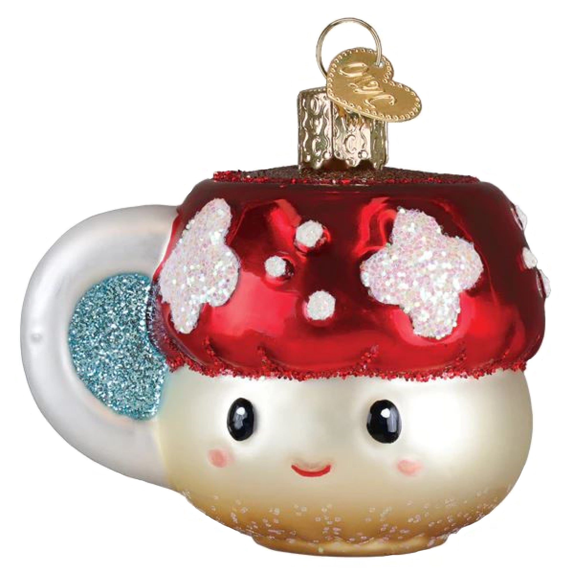 Old World Christmas Blown Glass Ornament for Christmas Tree, Mushroom Coffee