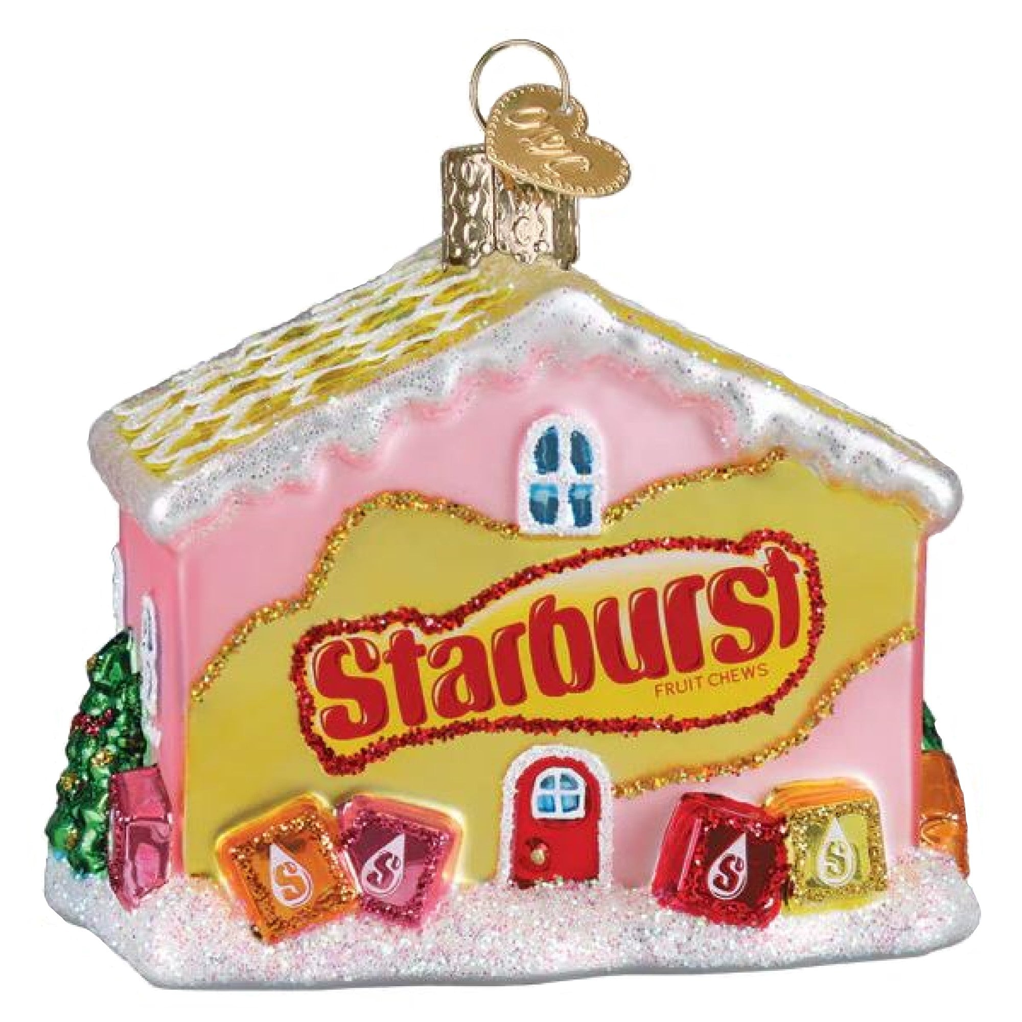 Old World Christmas Blown Glass Ornament for Christmas Tree, Starburst Cottage