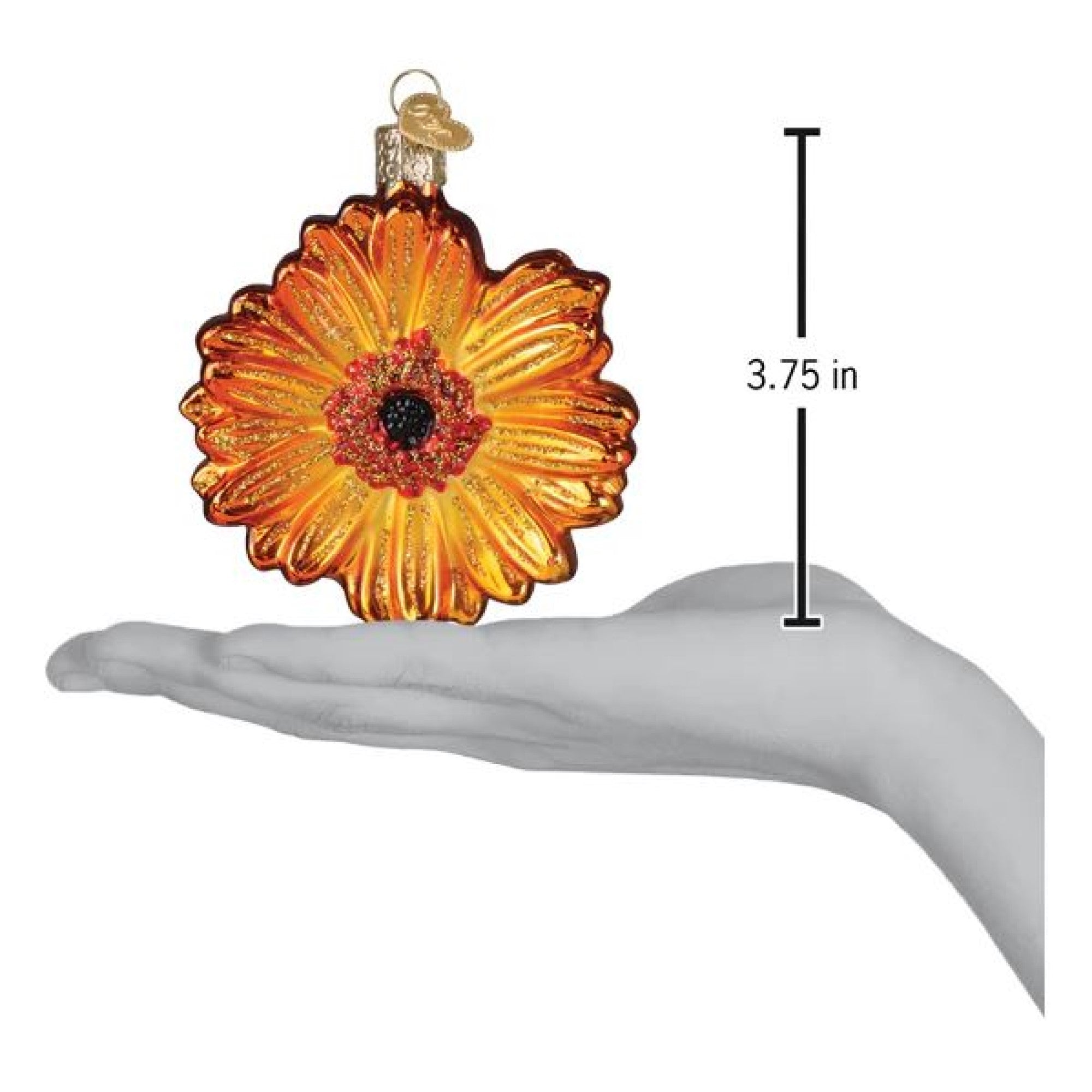 Old World Christmas Blown Glass Ornament for Christmas Tree, Sunset Gerbera Daisy