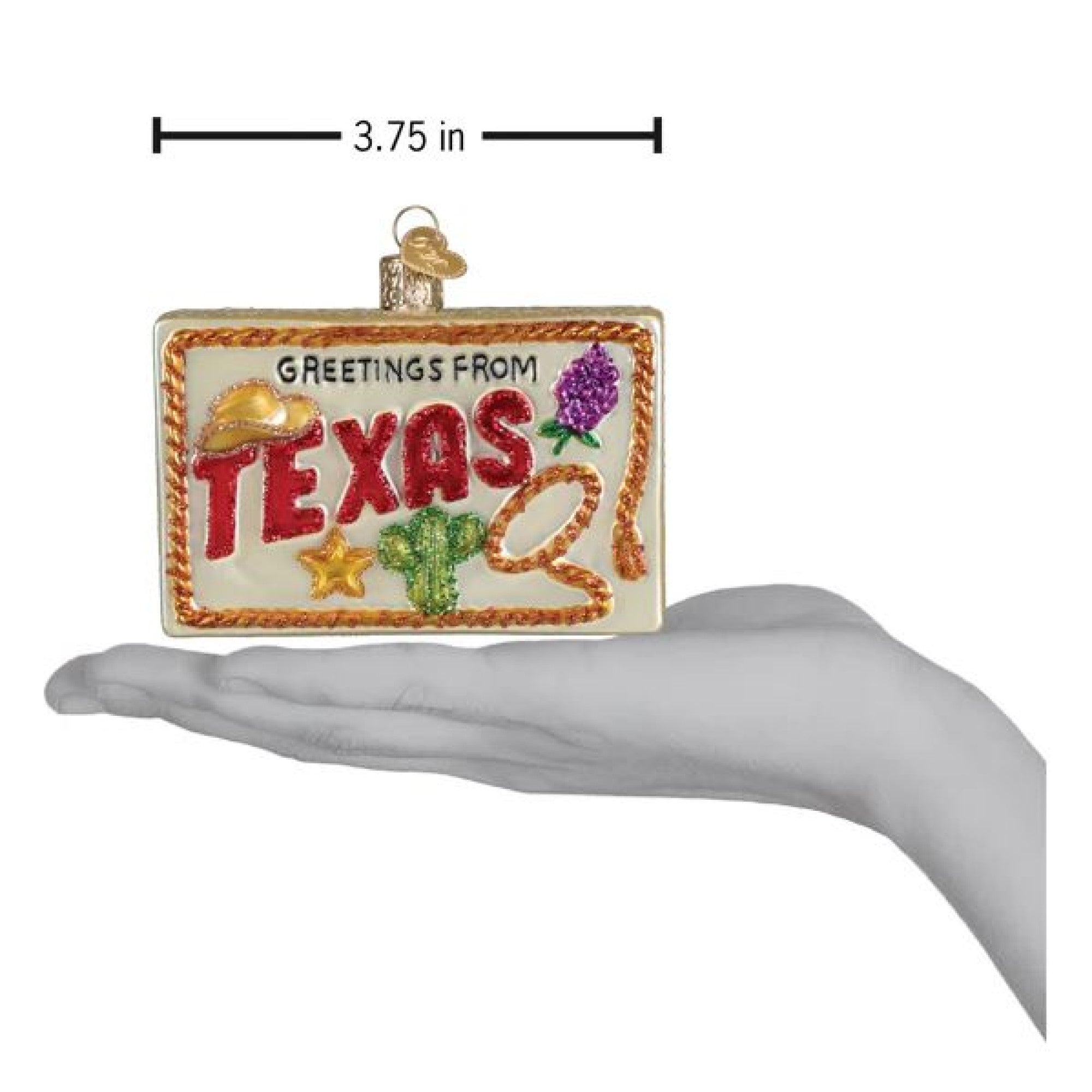 Old World Christmas Blown Glass Ornament for Christmas Tree, Texas Postcard