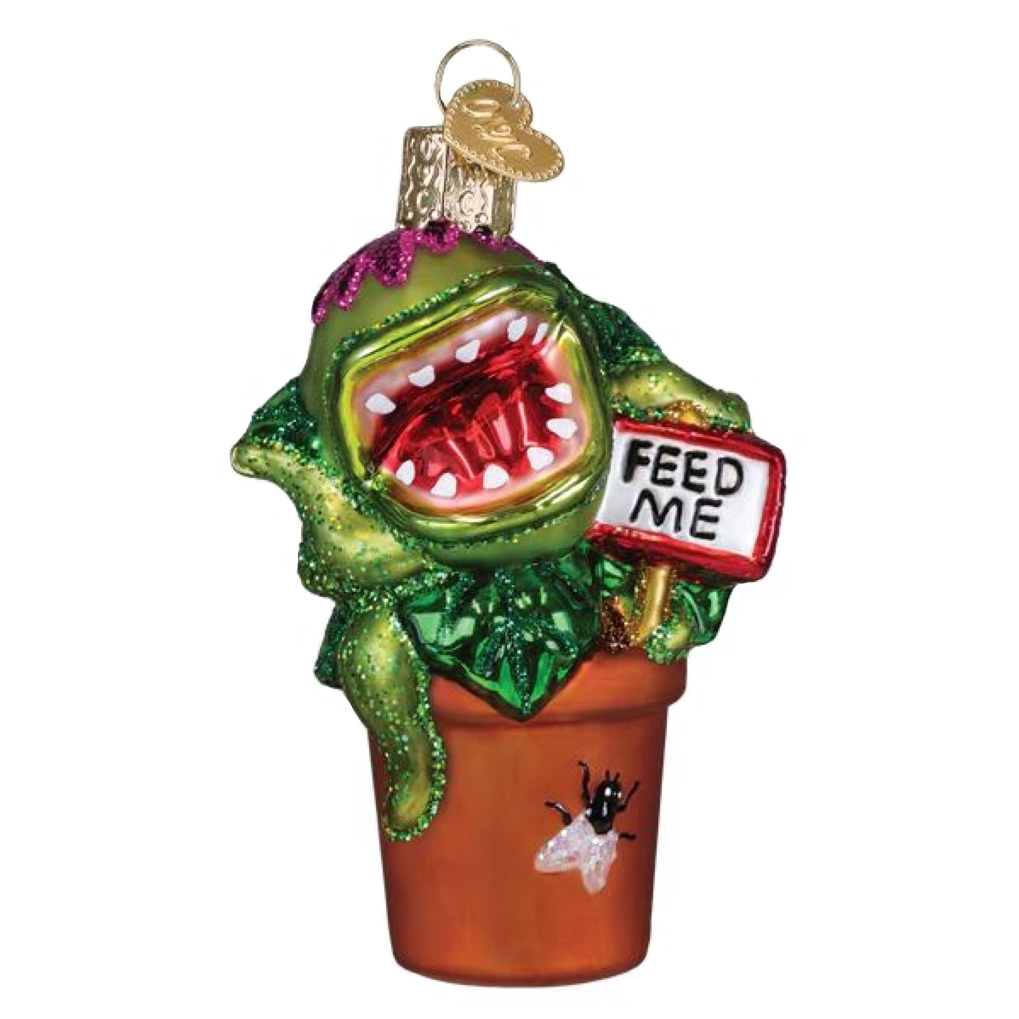 Old World Christmas Blown Glass Ornament for Christmas Tree, Venus Fly Trap