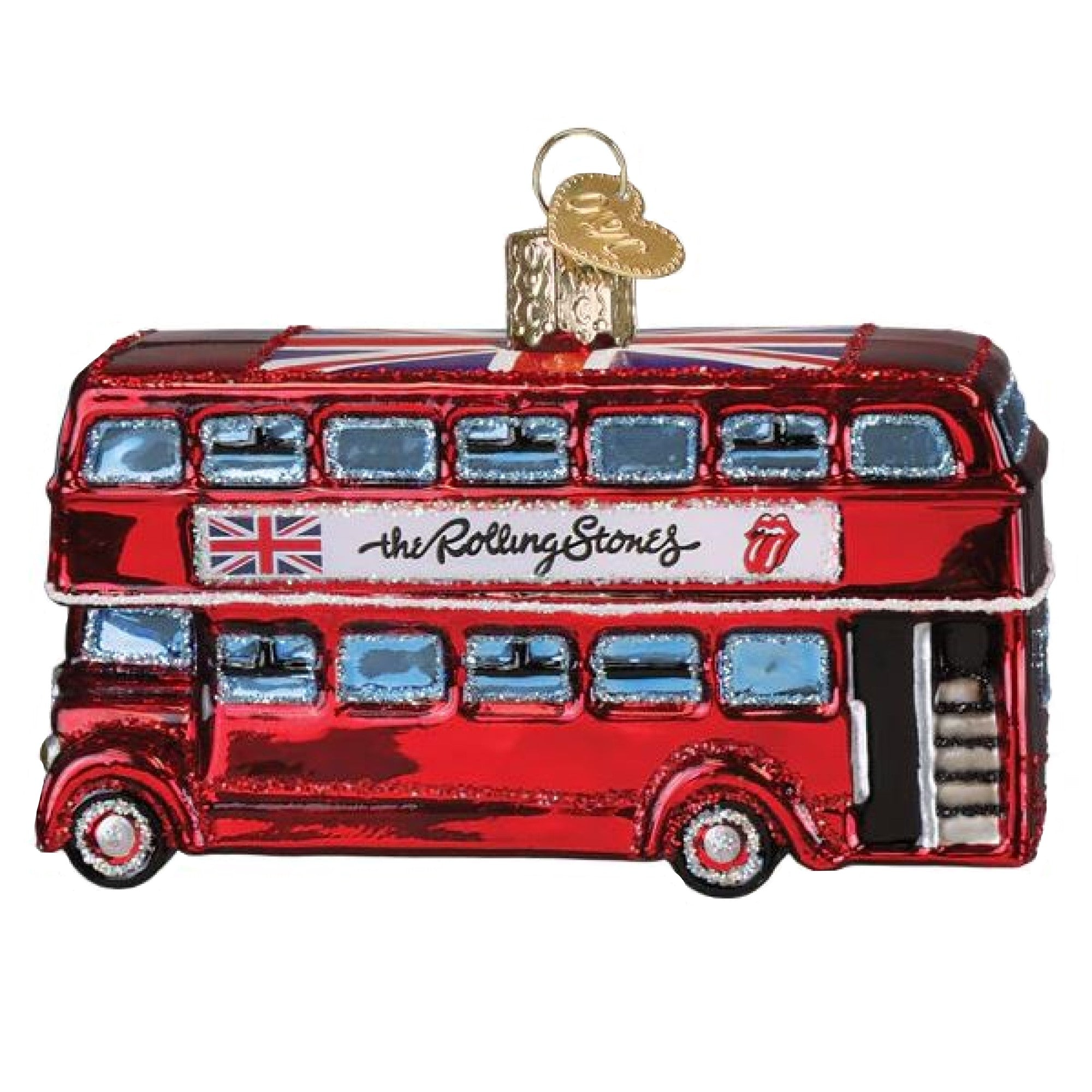 Old World Christmas Blown Glass Ornament for Christmas Tree, The Rolling Stones British Bus