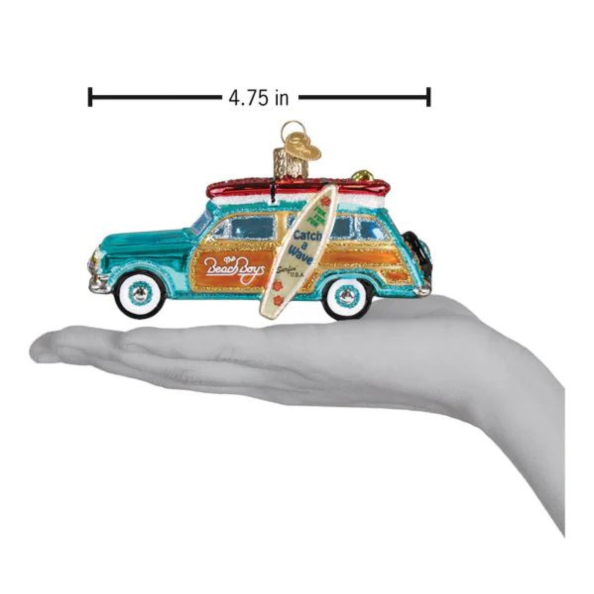 Old World Christmas Blown Glass Ornament for Christmas Tree, The Beach Boys Surfin' Woody