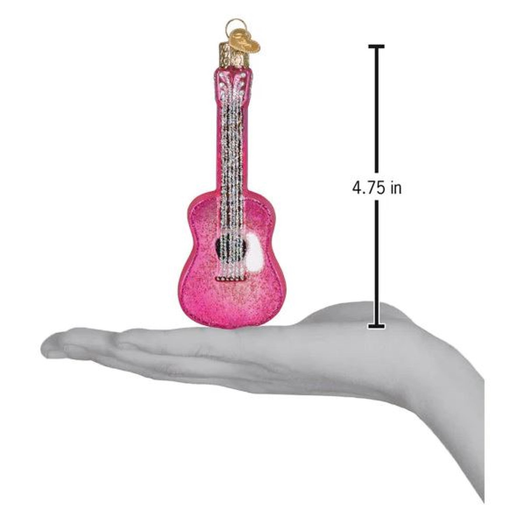 Old World Christmas Blown Glass Ornament for Christmas Tree, Glittered Glam Guitar