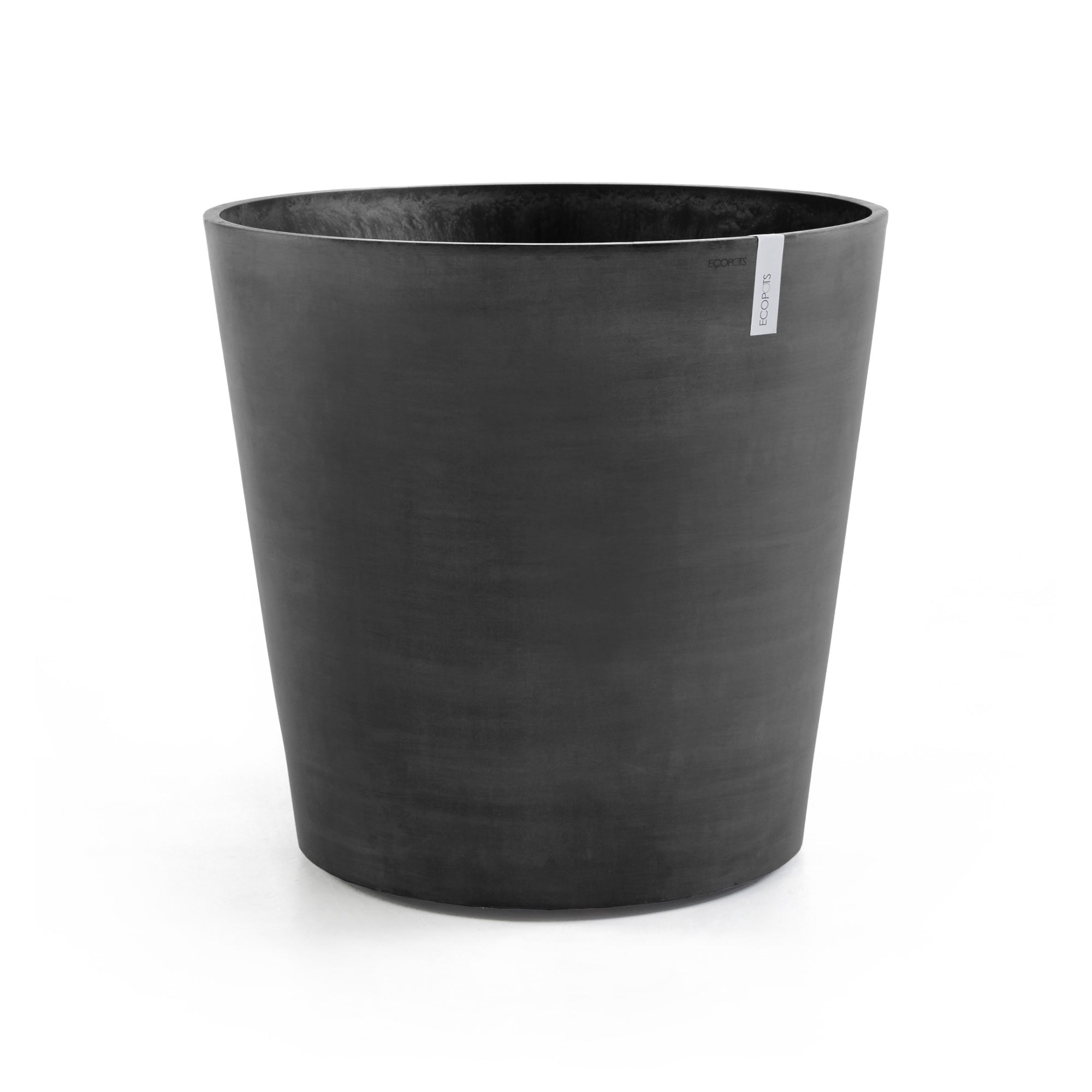 Ecopots Amsterdam Wheels Durable Modern Round Indoor/Outdoor Recycled-Based Composite Flower Pot Planter, 23.5"