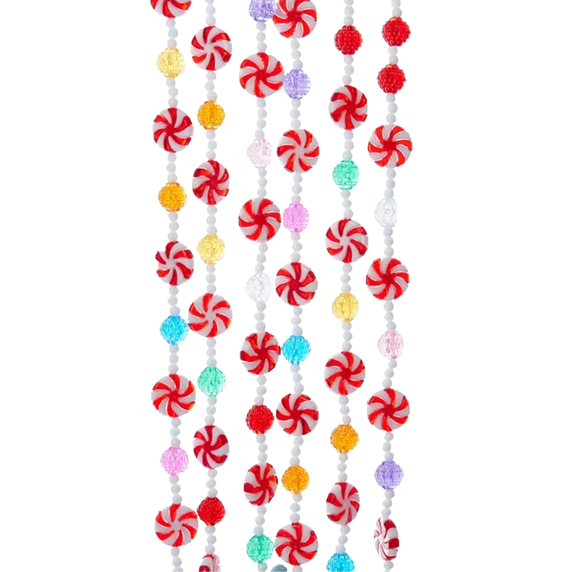 Kurt Adler Christmas Decorations Plastic Garland, Hard Candy with Peppermint Rounds, Multicolored, 9ft