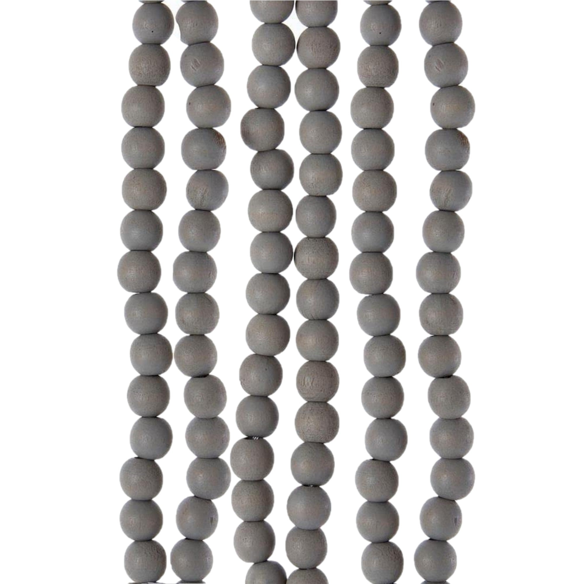 Kurt Adler Wooden Distressed Beaded Garland, Gray, 9ft