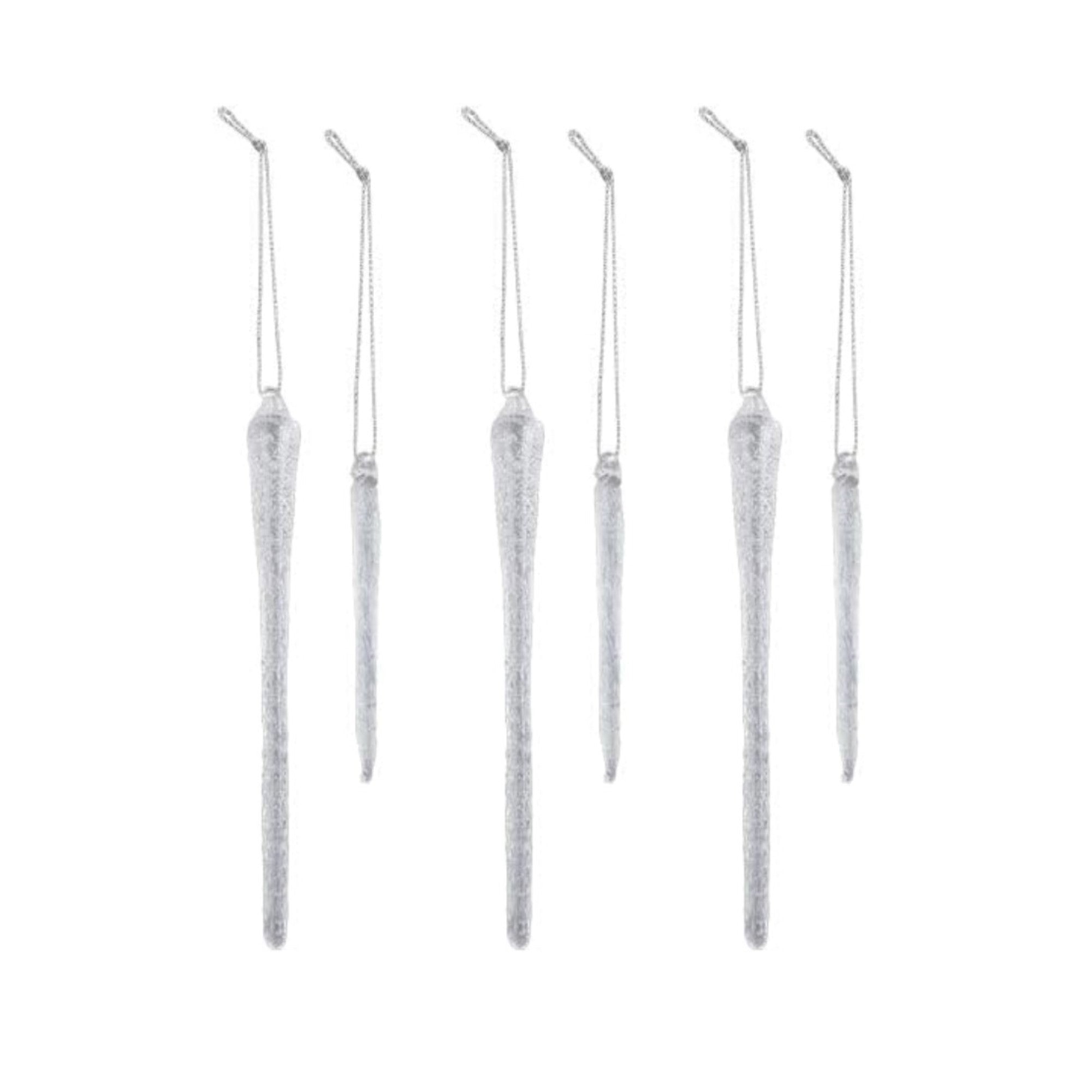 Old World Christmas Blown Glass Ornament for Christmas Tree, Frosty Glass Icicles 6Pc (with OWC Gift Box)