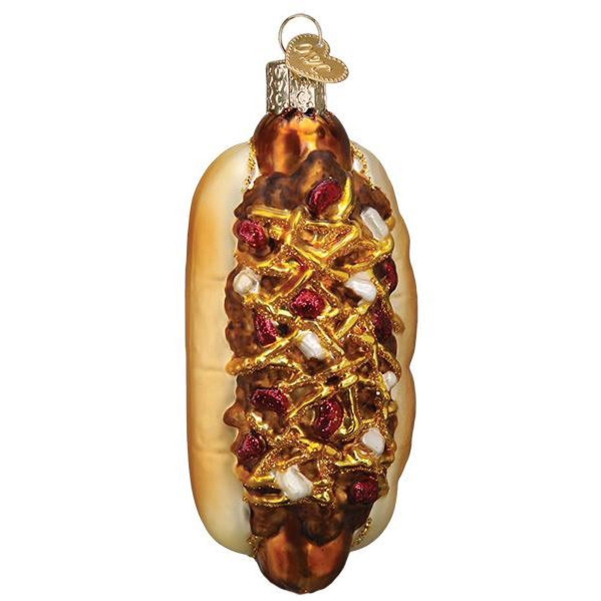 Old World Christmas Blown Glass Ornament for Christmas Tree, Chili Cheese Dog