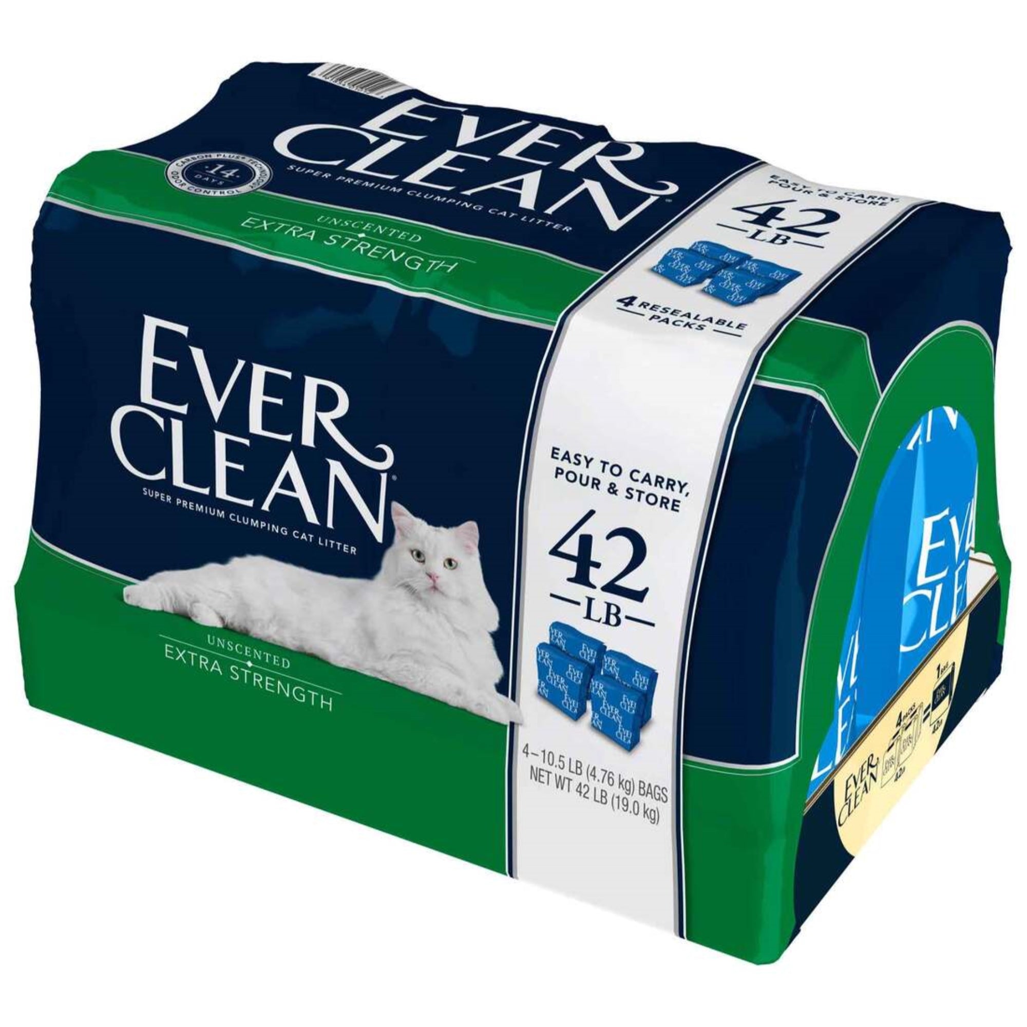 Ever Clean Super Premium Clumping Cat Litter — Extra Strength Unscented, 10.5lb (4 Pack)