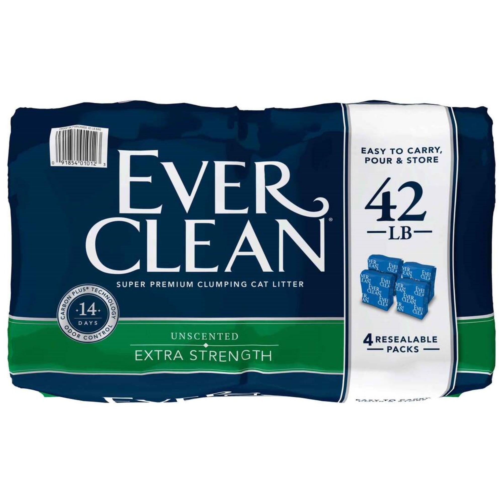 Ever Clean Super Premium Clumping Cat Litter, Extra Strength, Unscented, 10.5lb (Pack of 4)