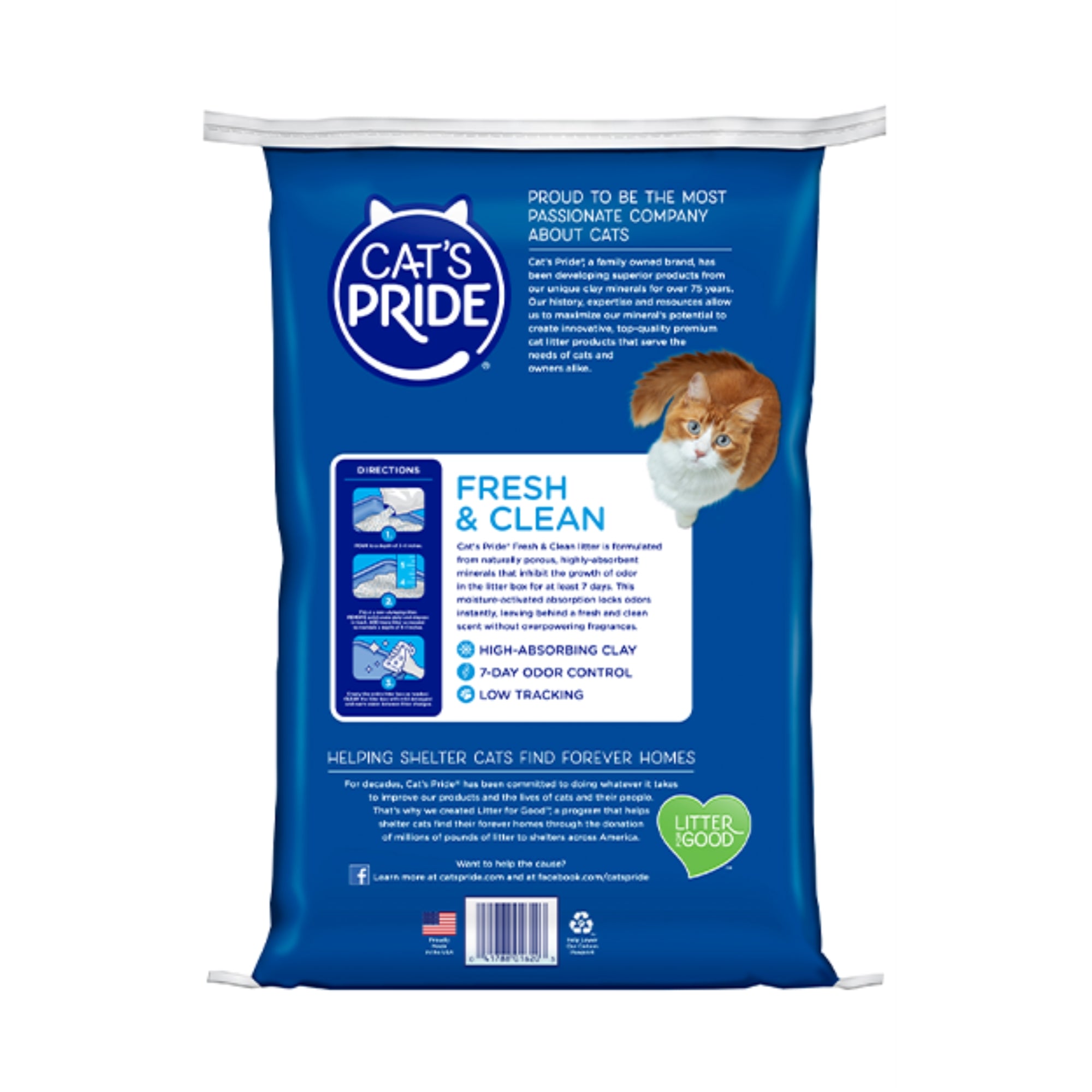 Cat's Pride Premium Clay Cat Litter with Safe & Effective Odor Control, Fresh and Clean Scent, 20lb
