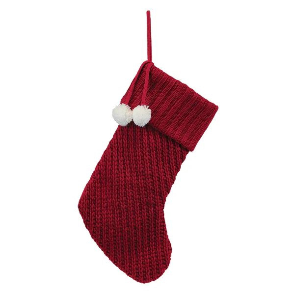 Old World Christmas Knit Christmas Stocking with White Pompoms, 24"