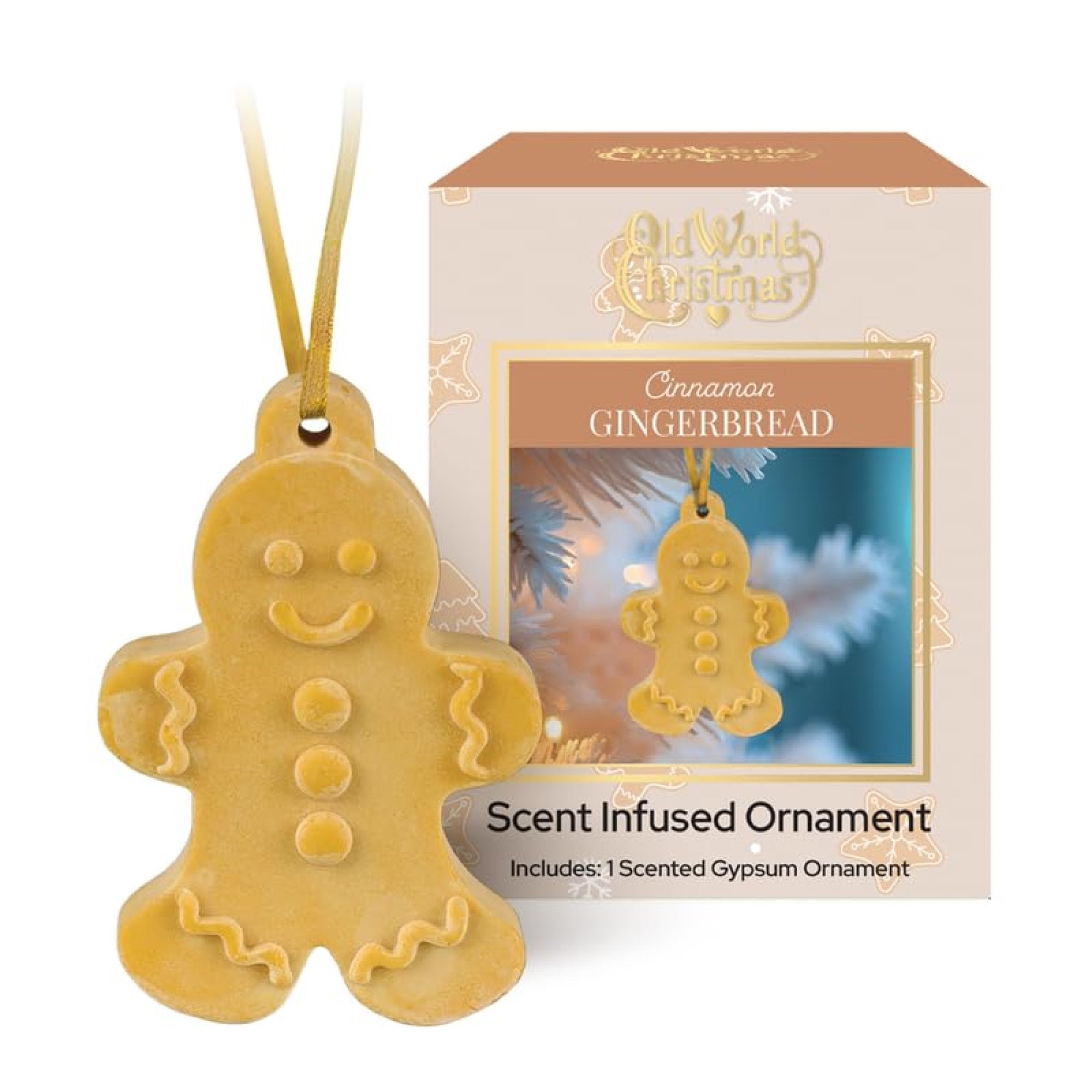 Old World Christmas Gypsum Scented Ornament for Christmas Tree, Cinnamon Gingerbread Man
