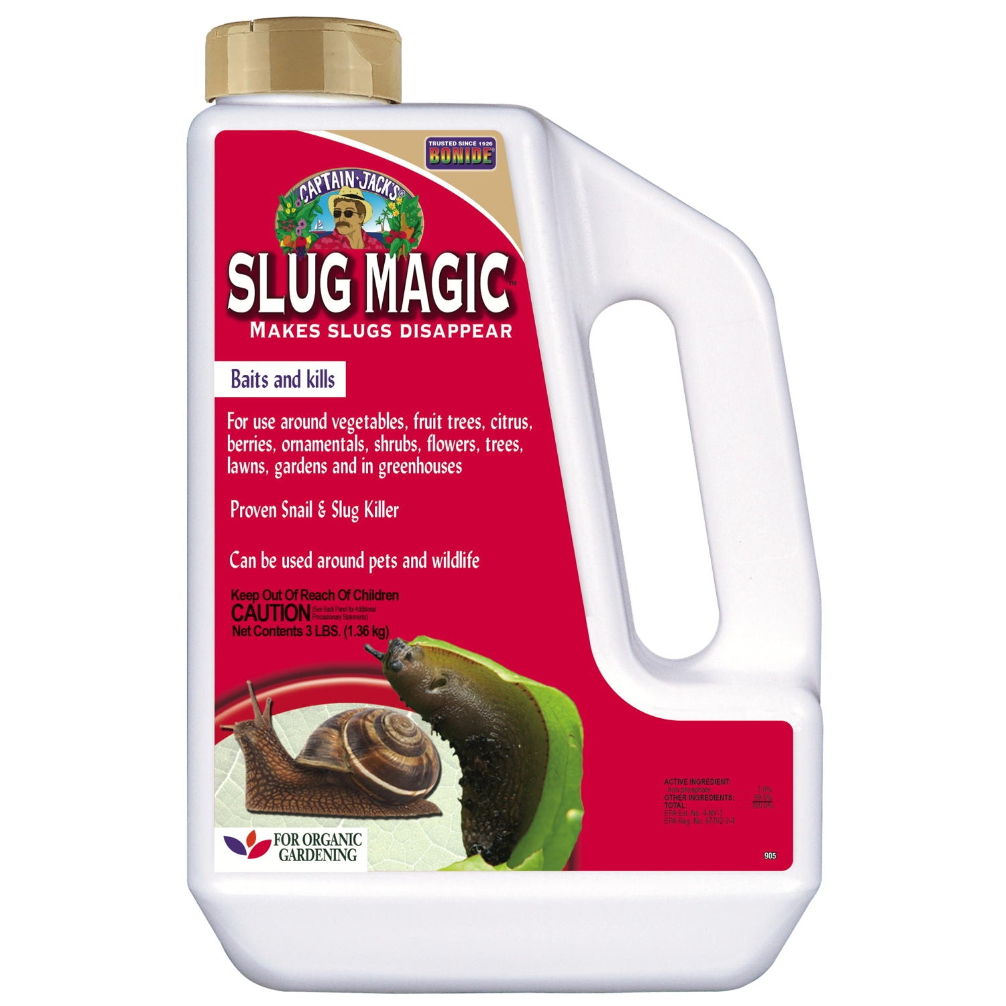 Bonide Captain Jack's Slug Magic, Baits and Kills Slugs, for Organic Gardening, Granular Application