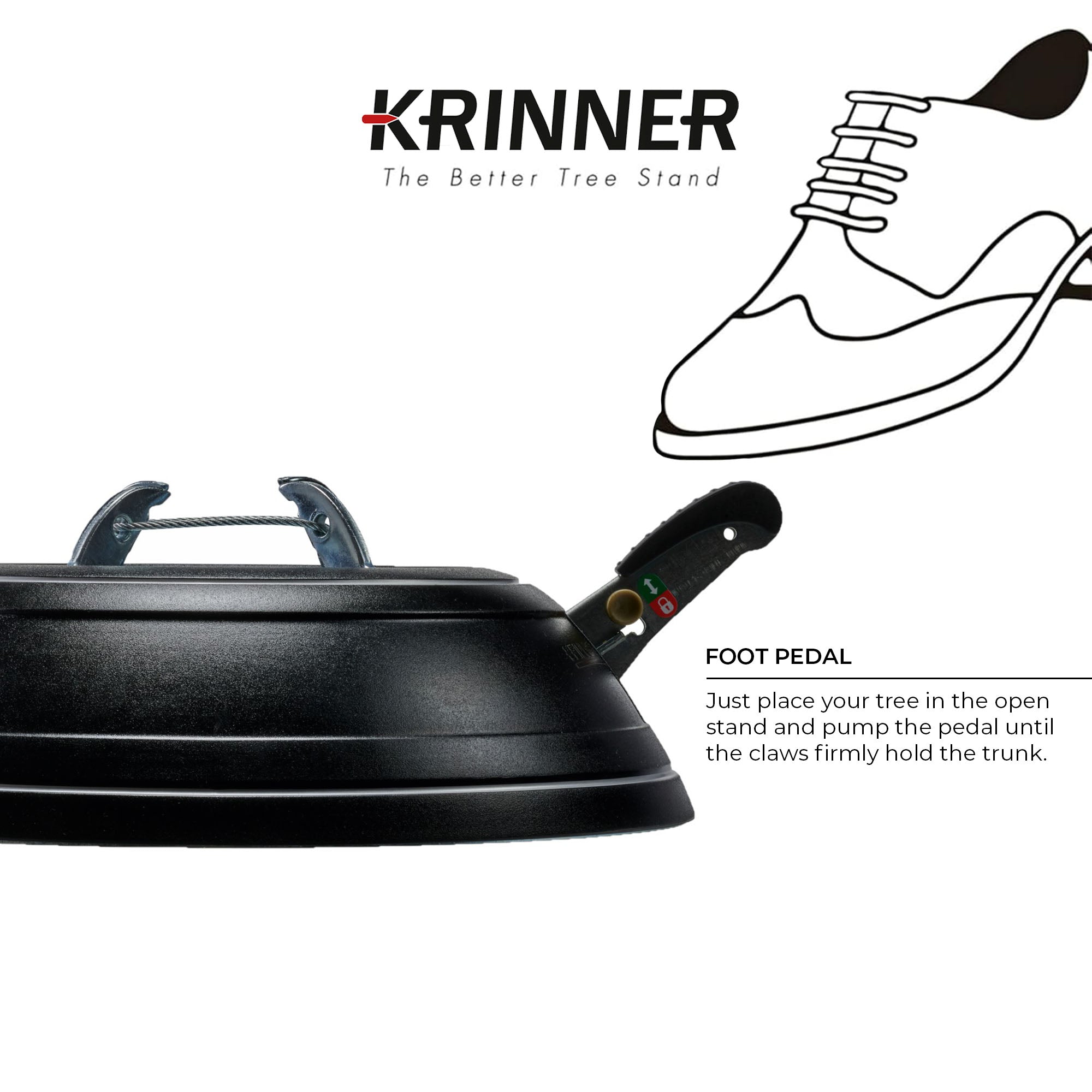 KRINNER Tree Genie Black Indoor & Outdoor Christmas Tree Stand, Vario - Foot Pedal Setup for 8 Foot Trees