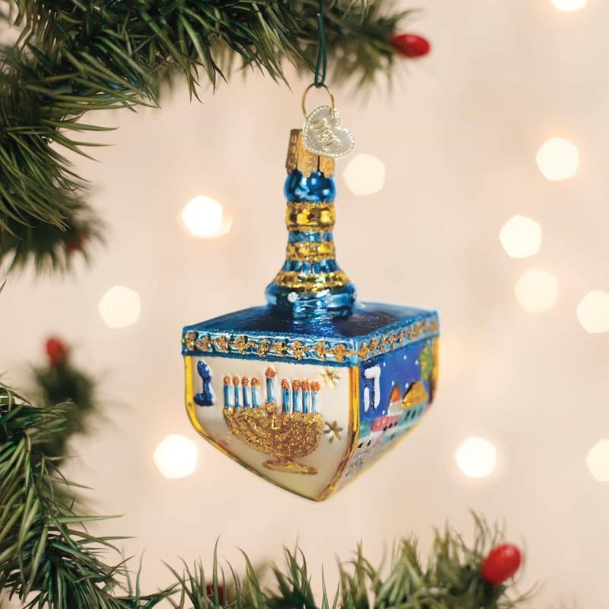 Old World Christmas Blown Glass Ornament for Christmas Tree, Hanukah Dreidel