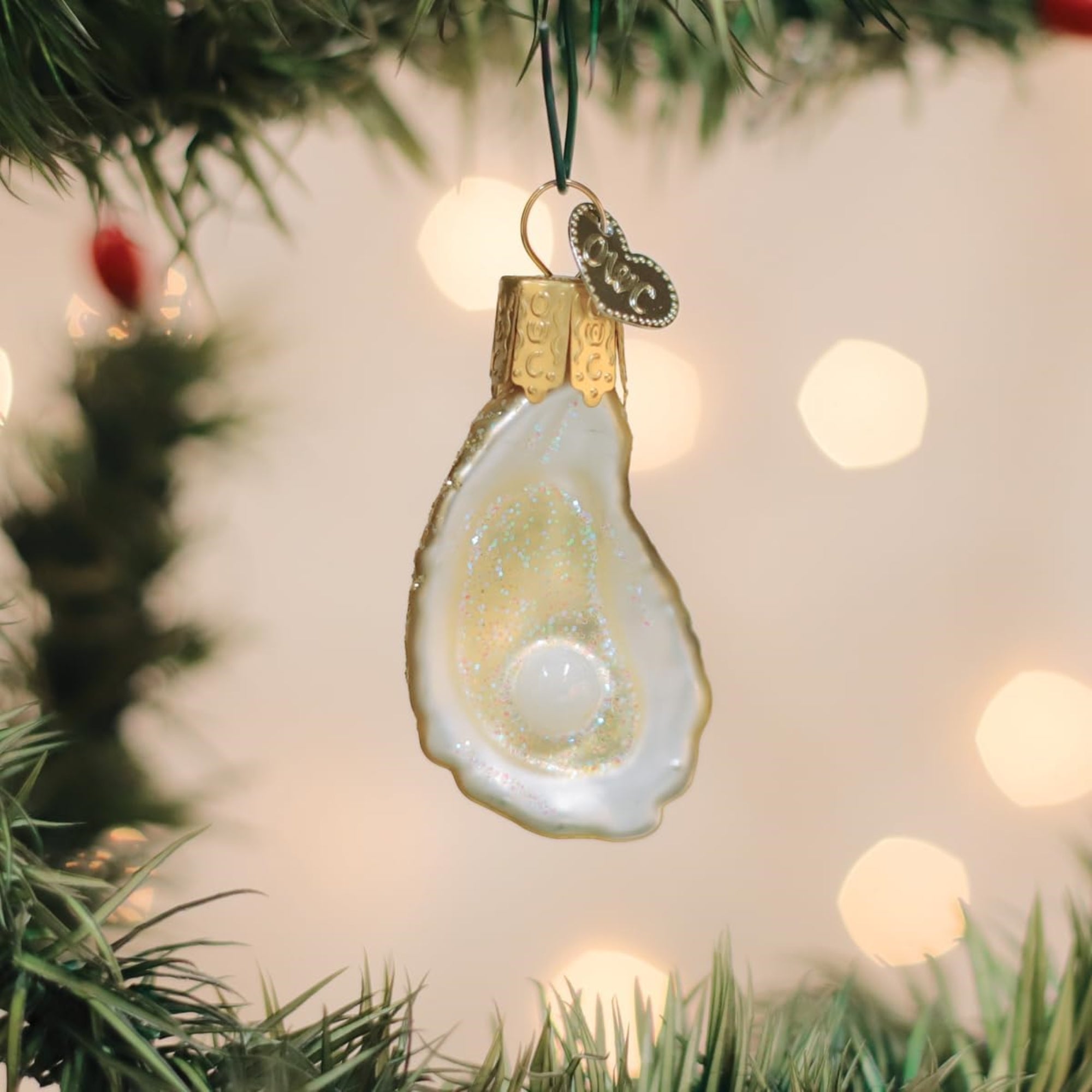 Old World Christmas Blown Glass Ornament for Christmas Tree, Gumdrops (Mini) Collection, Oyster with Pearl