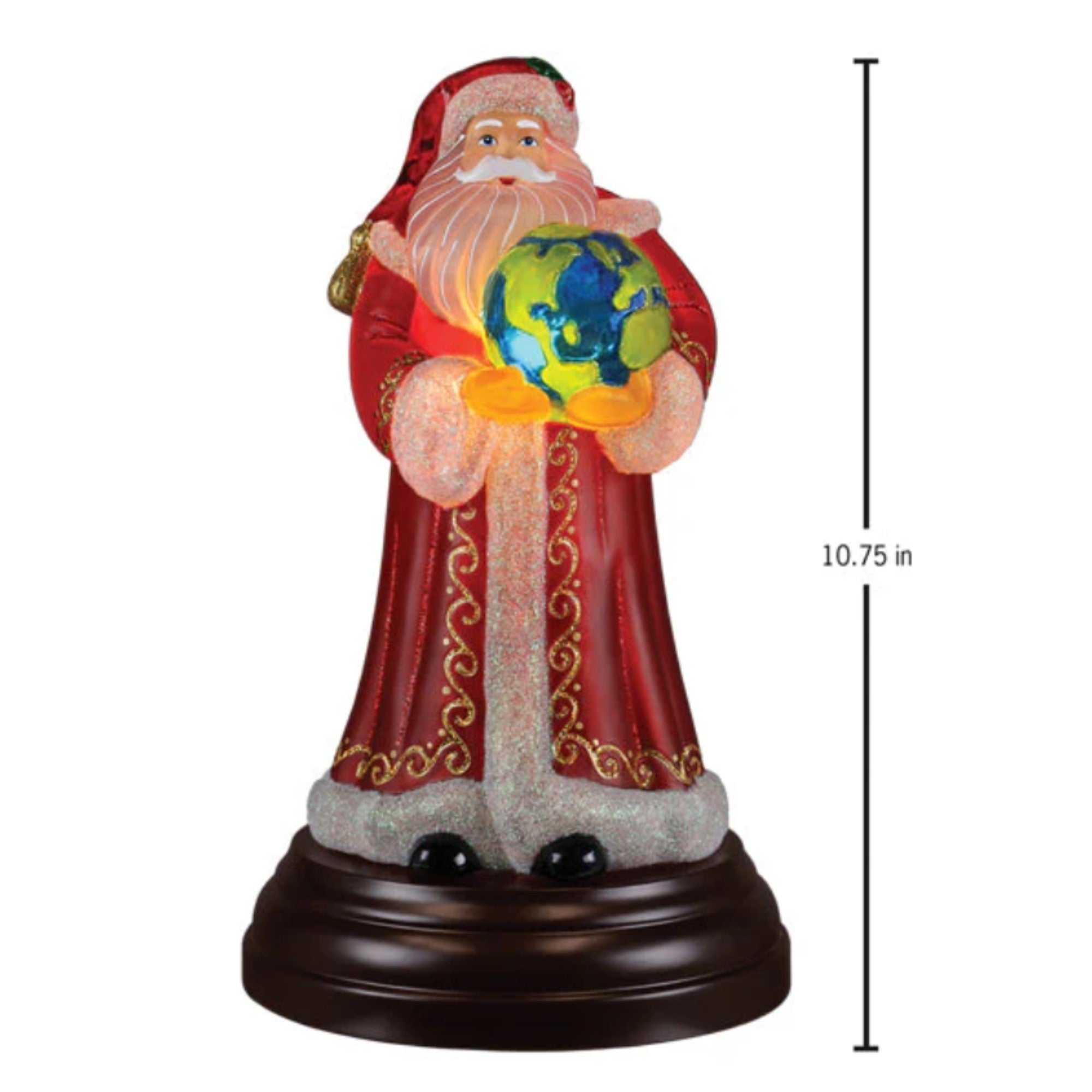 Old World Christmas Blown Glass Tabletop Lamp, World Peace Santa Light, 10.75"