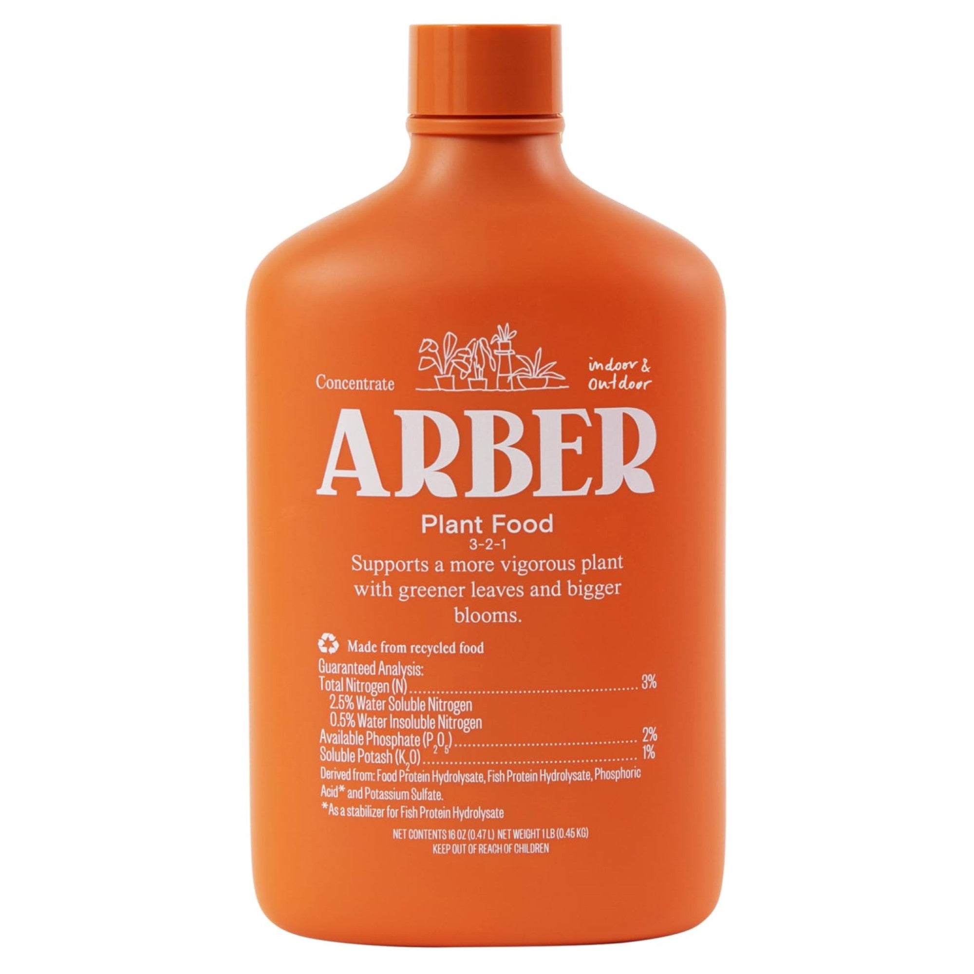 Arber Organic Plant Food 3-2-1 Indoor/Outdoor Fertilizer Concentrate, 1 Pint