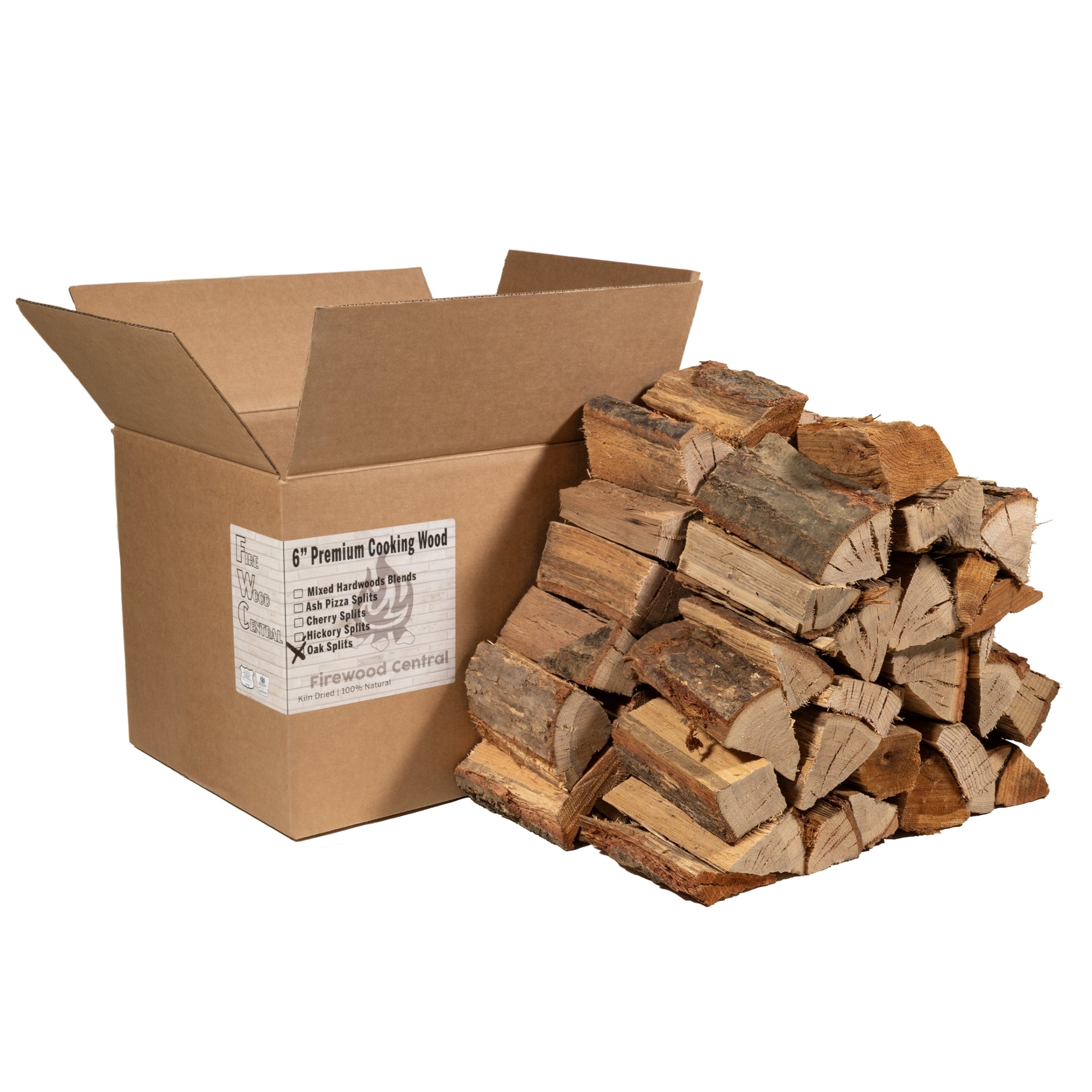 Firewood Central Kiln-Dried 6" Wood Splits for Pizza Ovens, Grilling, Smoking, BBQ, and Wood-Fired Cooking – Clean-Burning, Rich Smoky Flavor, Sustainably Sourced (35-40 Splits)