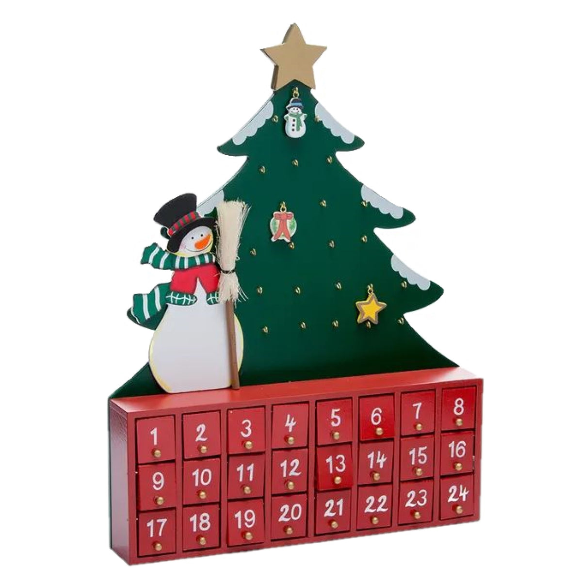 Kurt Adler Wooden Snowman with Christmas Tree Advent Calendar