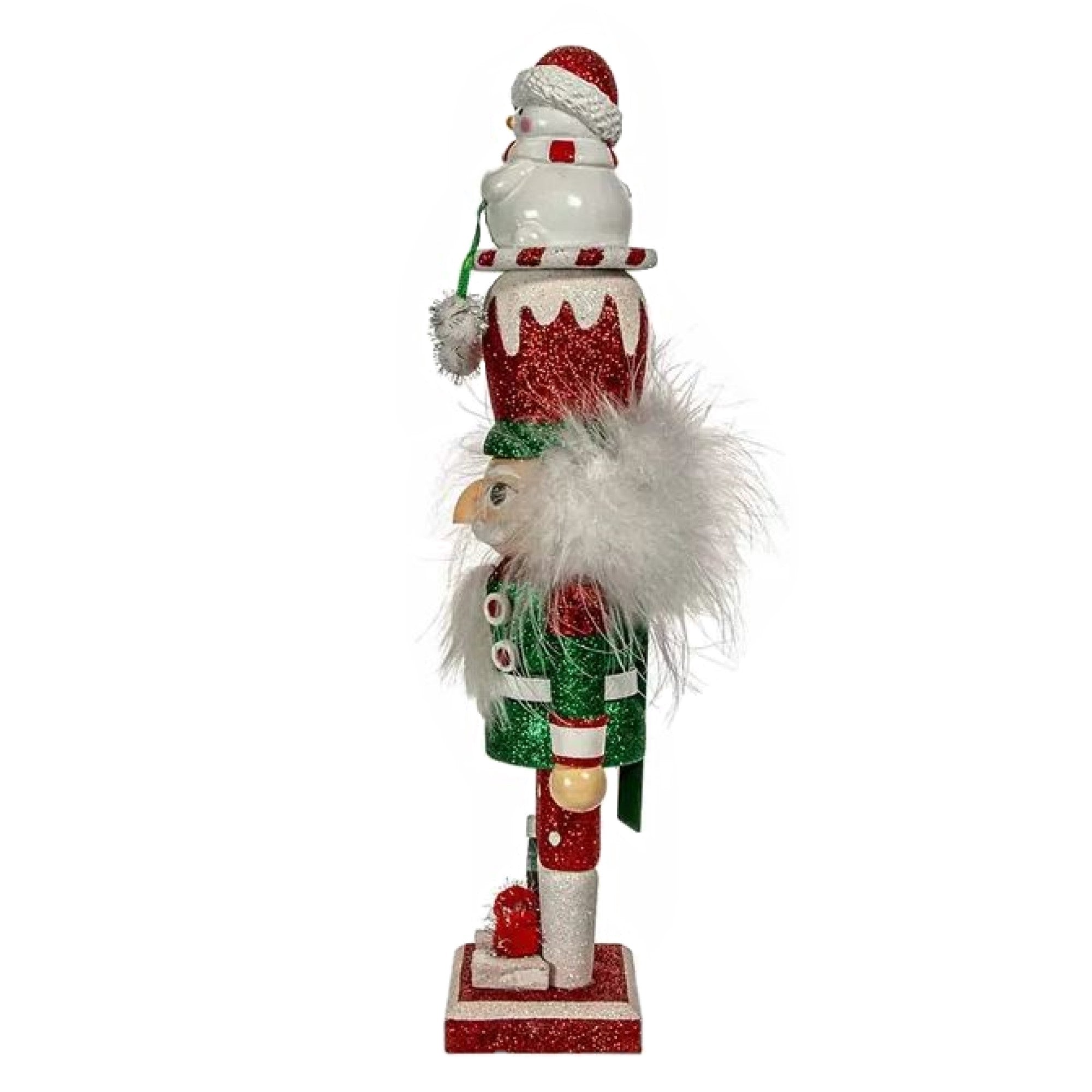 Kurt Adler Wooden Hollywood Nutcracker Collection, Red & Green Snowman Hat, 12"