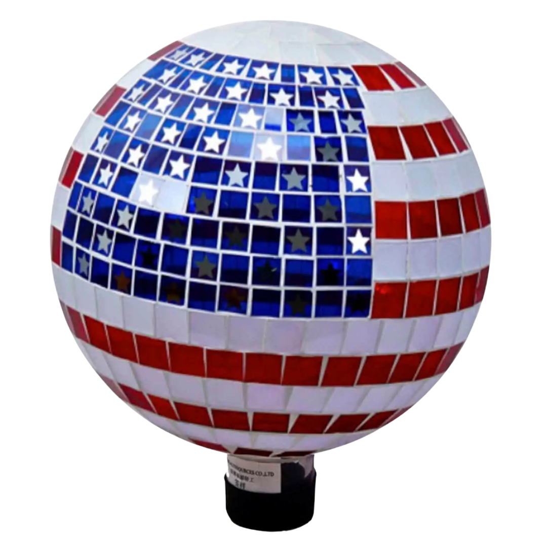 Very Cool Stuff Mosaic Glass Gazing Globe, Patriotic Stars & Stripes Tile, 10in