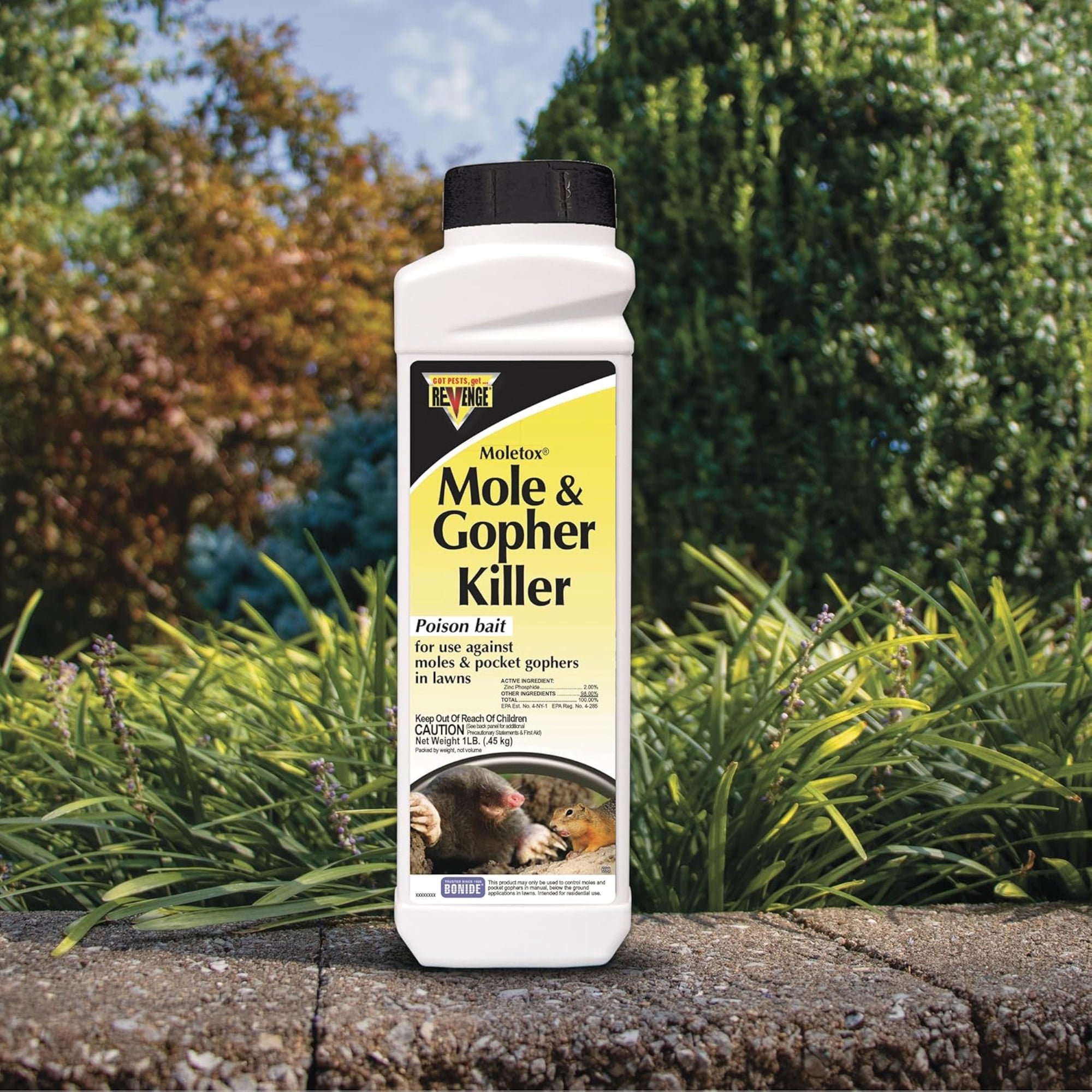 Bonide Moletox Mole & Gopher Killer –Powerful Zinc Phosphide Bait for Lawn Pest Control, 1 lb