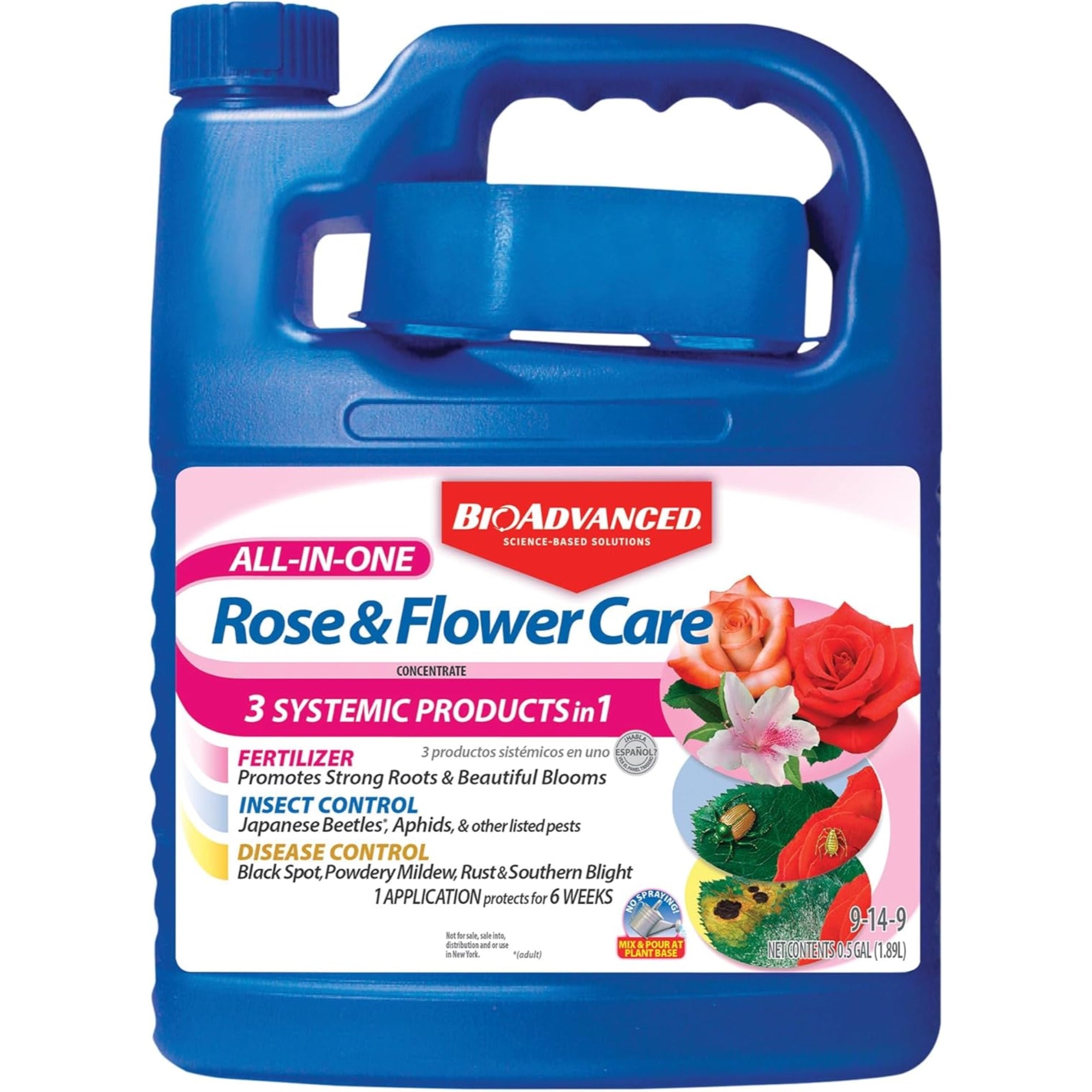 BioAdvanced 9-14-9 All-In-One Rose and Flower Care Concentrate - Imidacloprid, 64oz