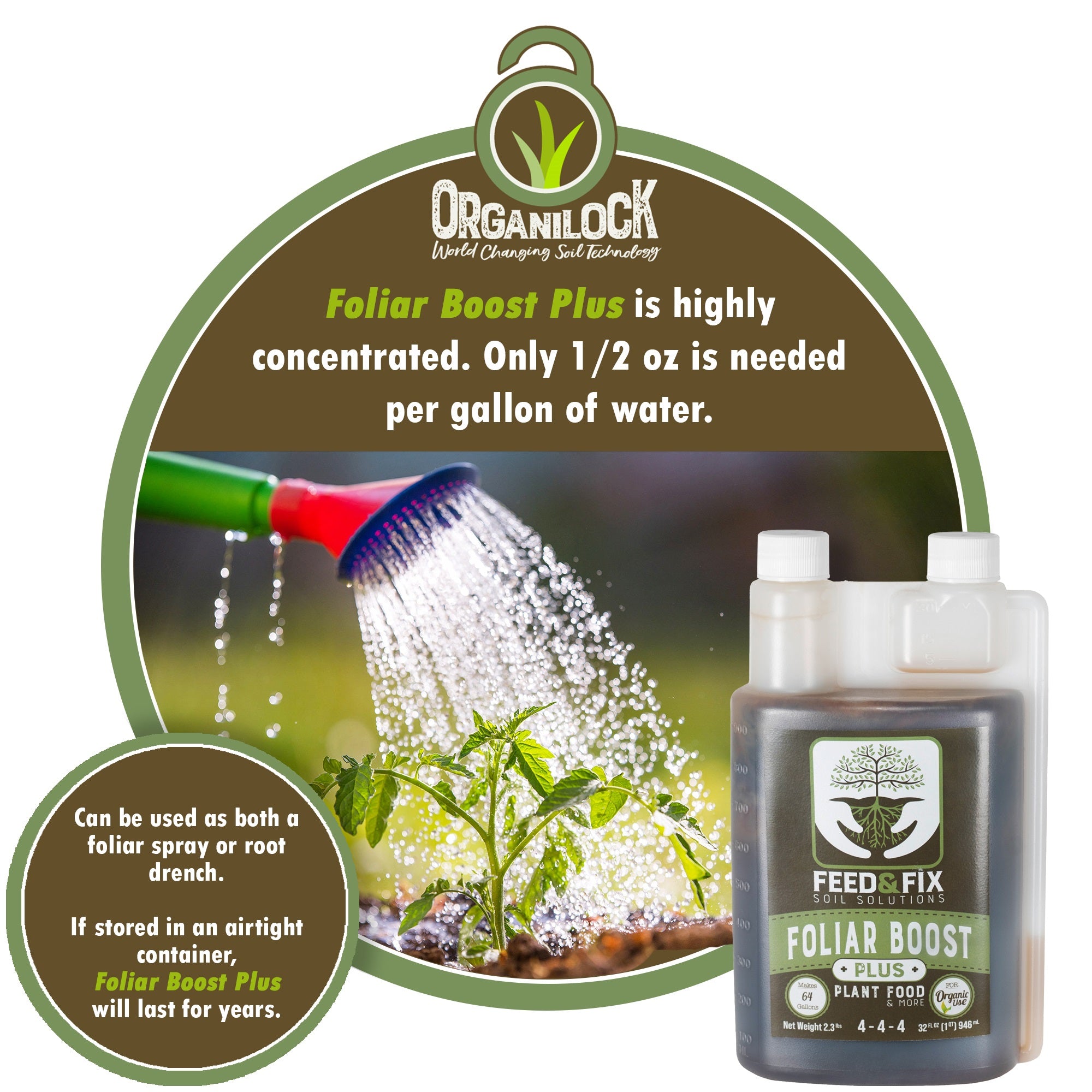 OrganiLock Foliar Organic Boost Plus Liquid Plant Food/Fertilizer Concentrate