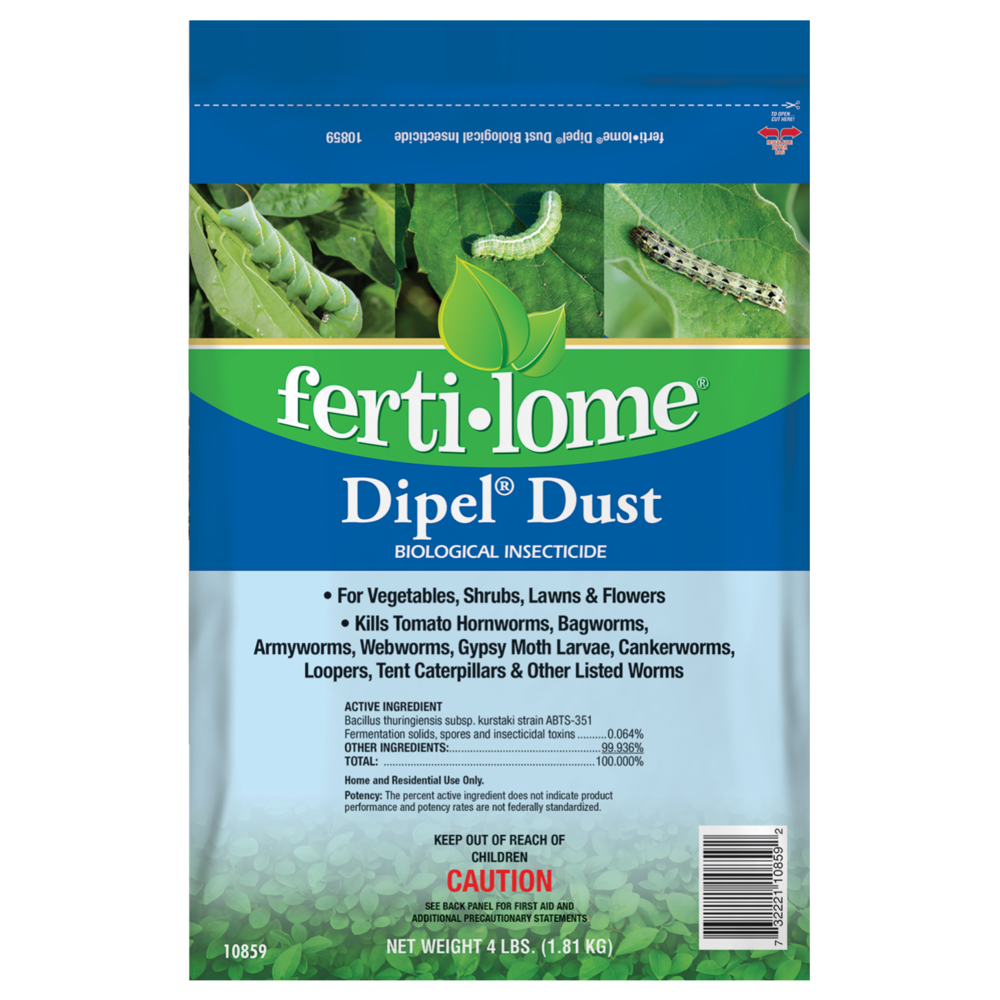 Fertilome Dipel Dust Biological Insecticide for Backyard Lawns and Gardens