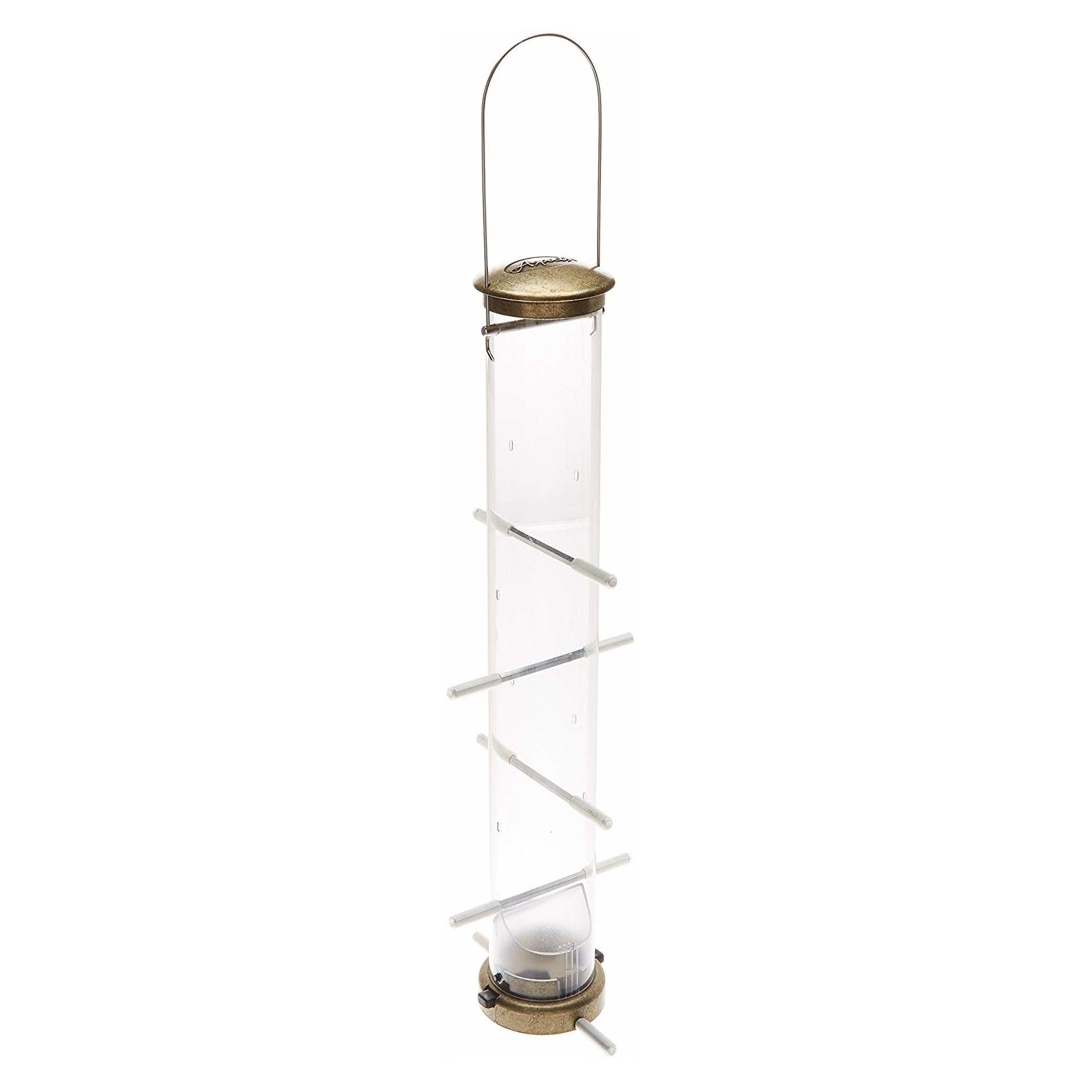 Aspects Quick-Clean Large Thistle Tube Feeder — Antique Brass Finish — 1.75 Qt Capacity
