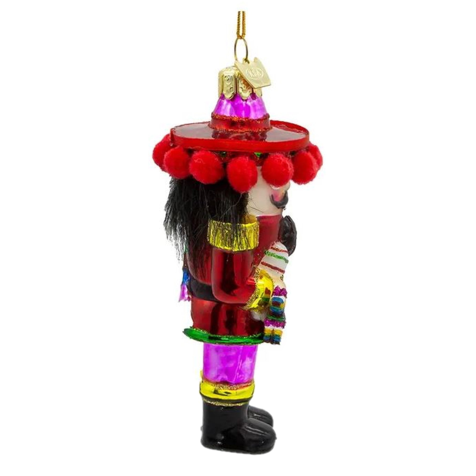 Kurt Adler Noble Gems Glass Ornament for Christmas Tree, Mexican Nutcracker