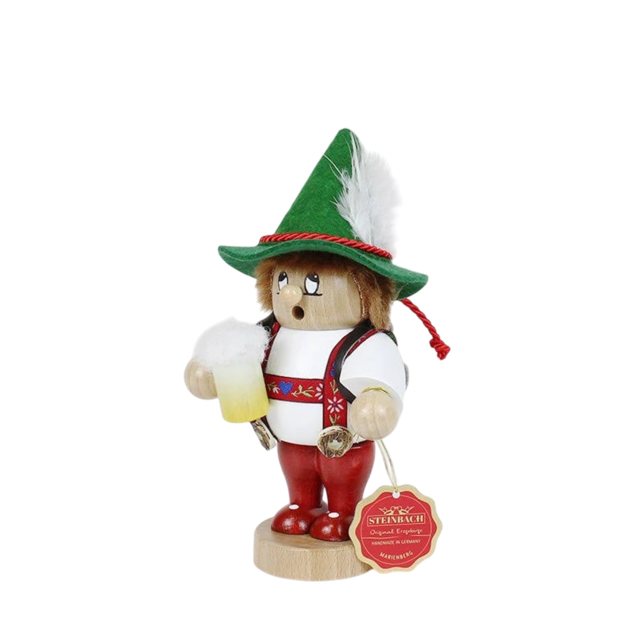 Steinbach Wooden Mini Smoker Nutcracker, Bavarian Hiker, 10in
