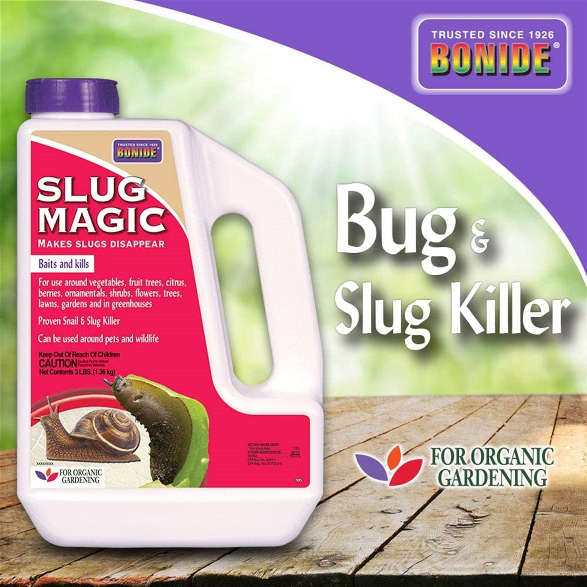Bonide Captain Jack's Slug Magic, Baits and Kills Slugs, for Organic Gardening, Granular Application