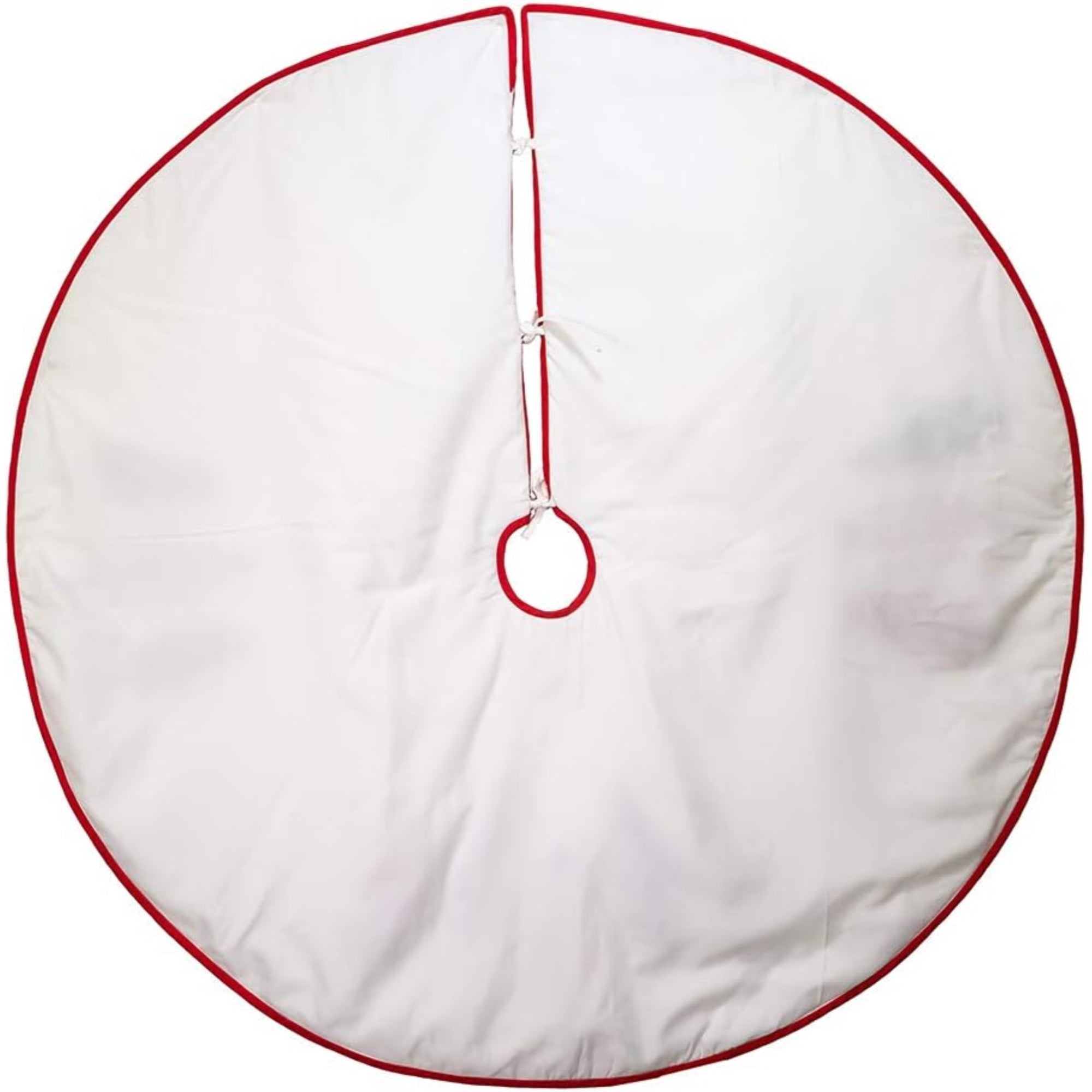 Kurt Adler Christmas Tree Skirt with Embroidered Tree Pattern Design, White, 50in