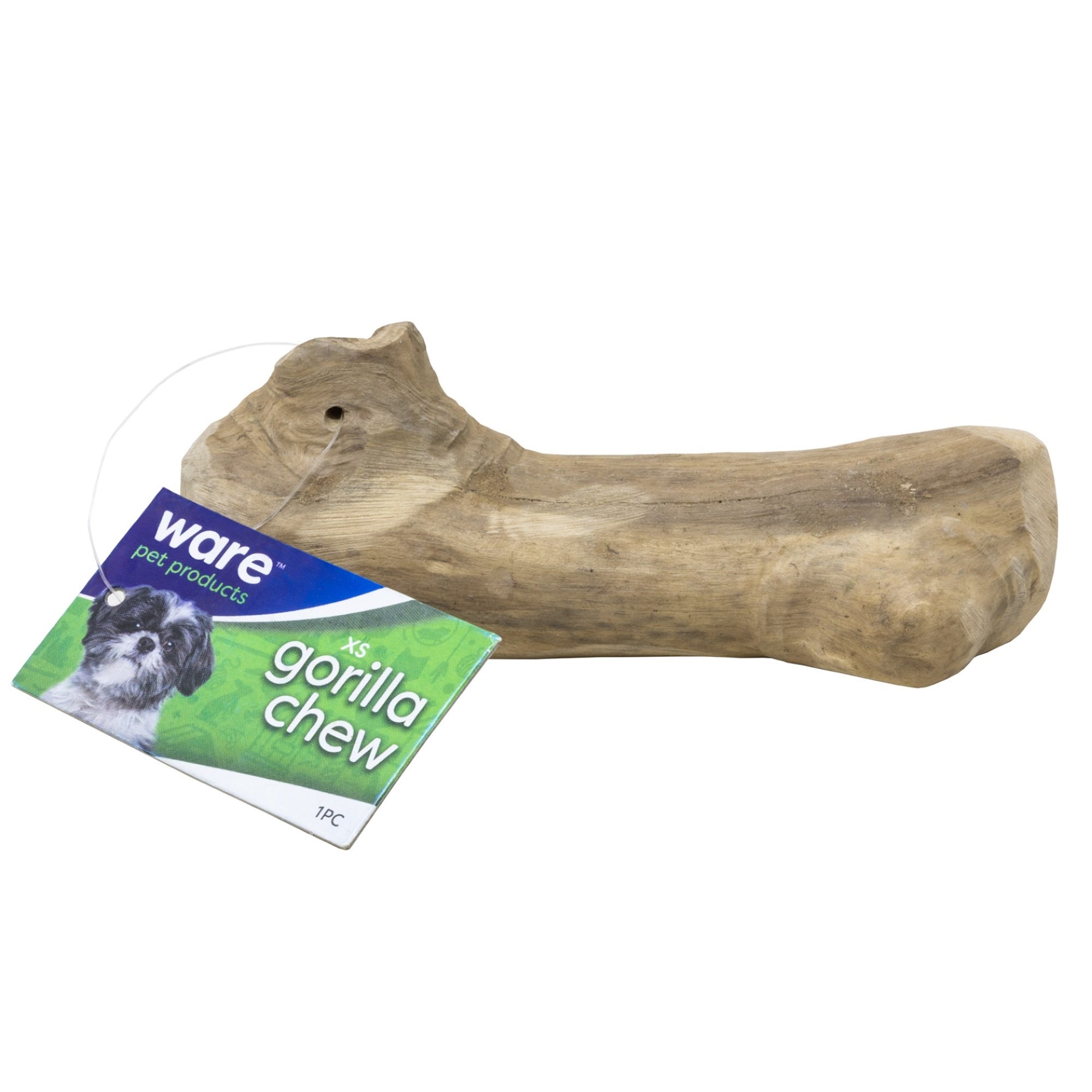 Ware Gorilla Chew Dog Toy – Natural Wood Chew for Dental Health, Extra Small